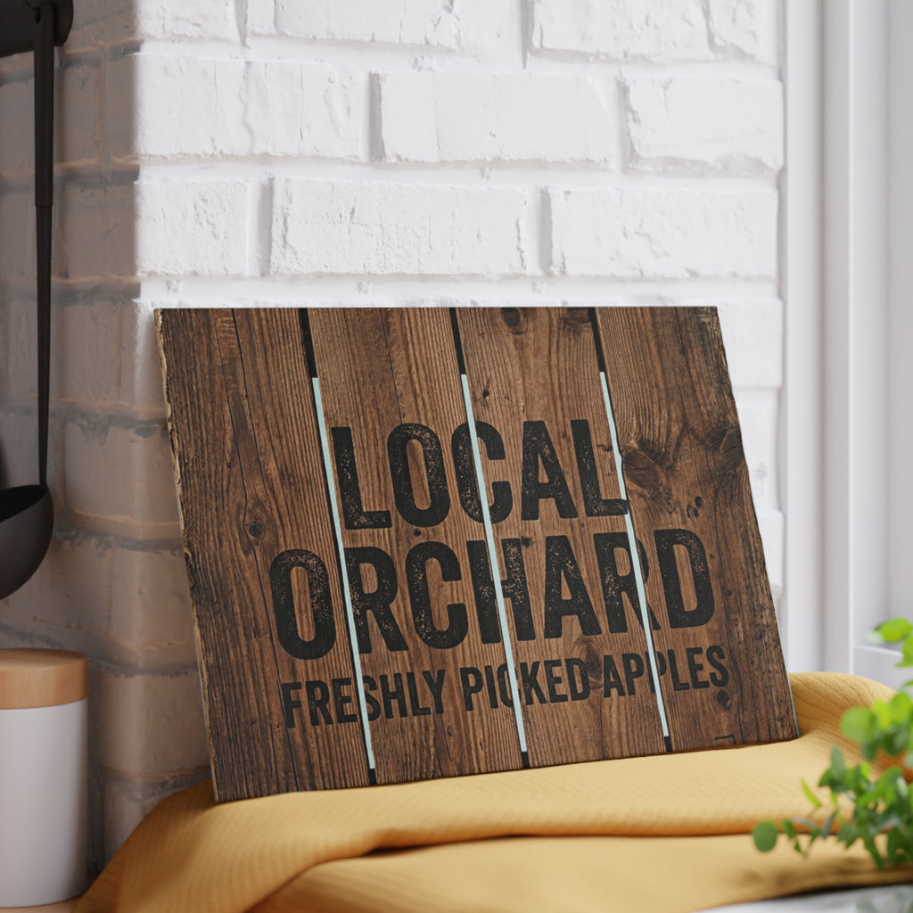 Local Orchard Glass Cutting Board | Freshly Picked Apples Kitchen Decor