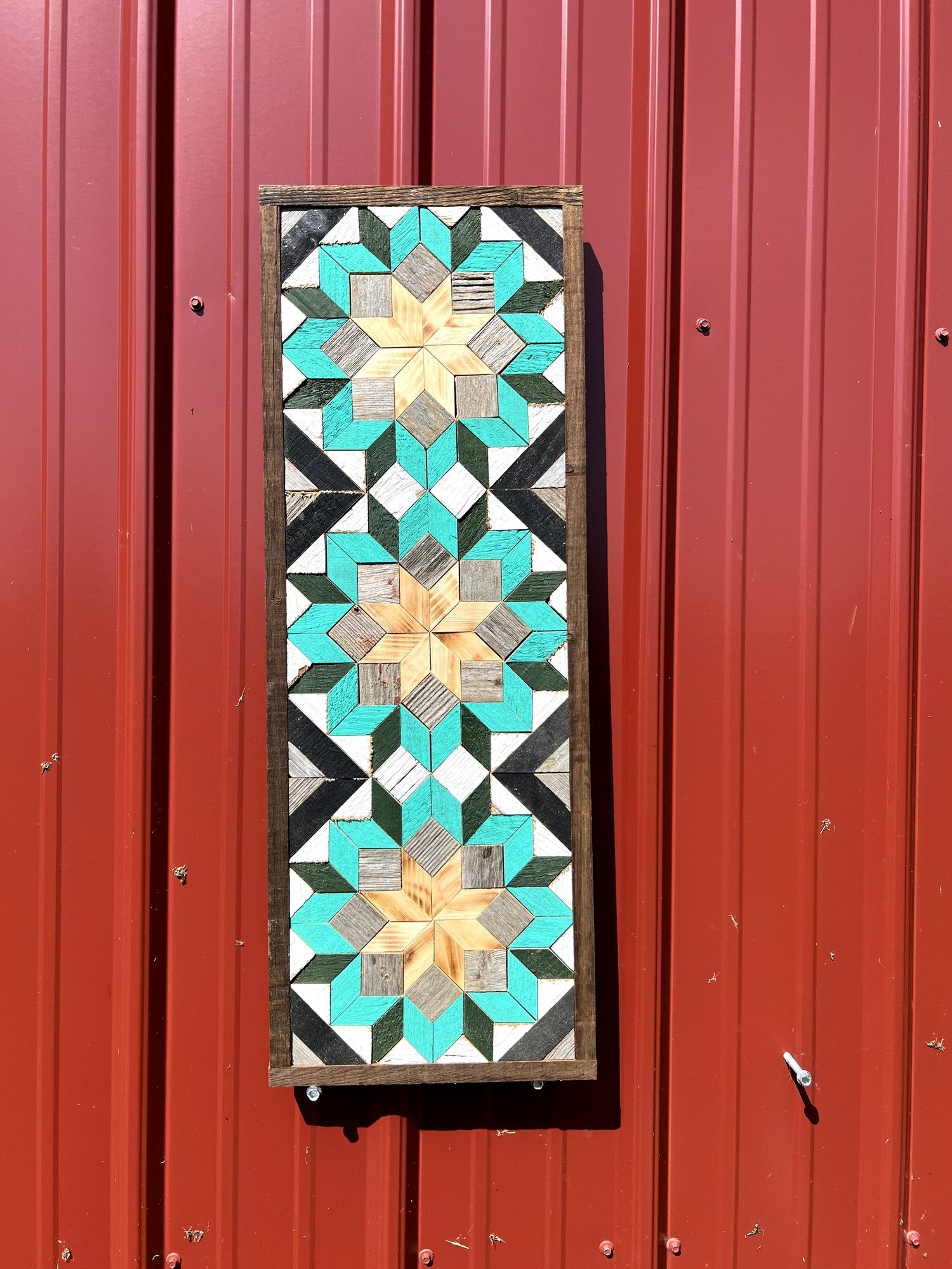 Amish Barn Quilt Banner Wall Art – 10.5x30" Reclaimed Wood