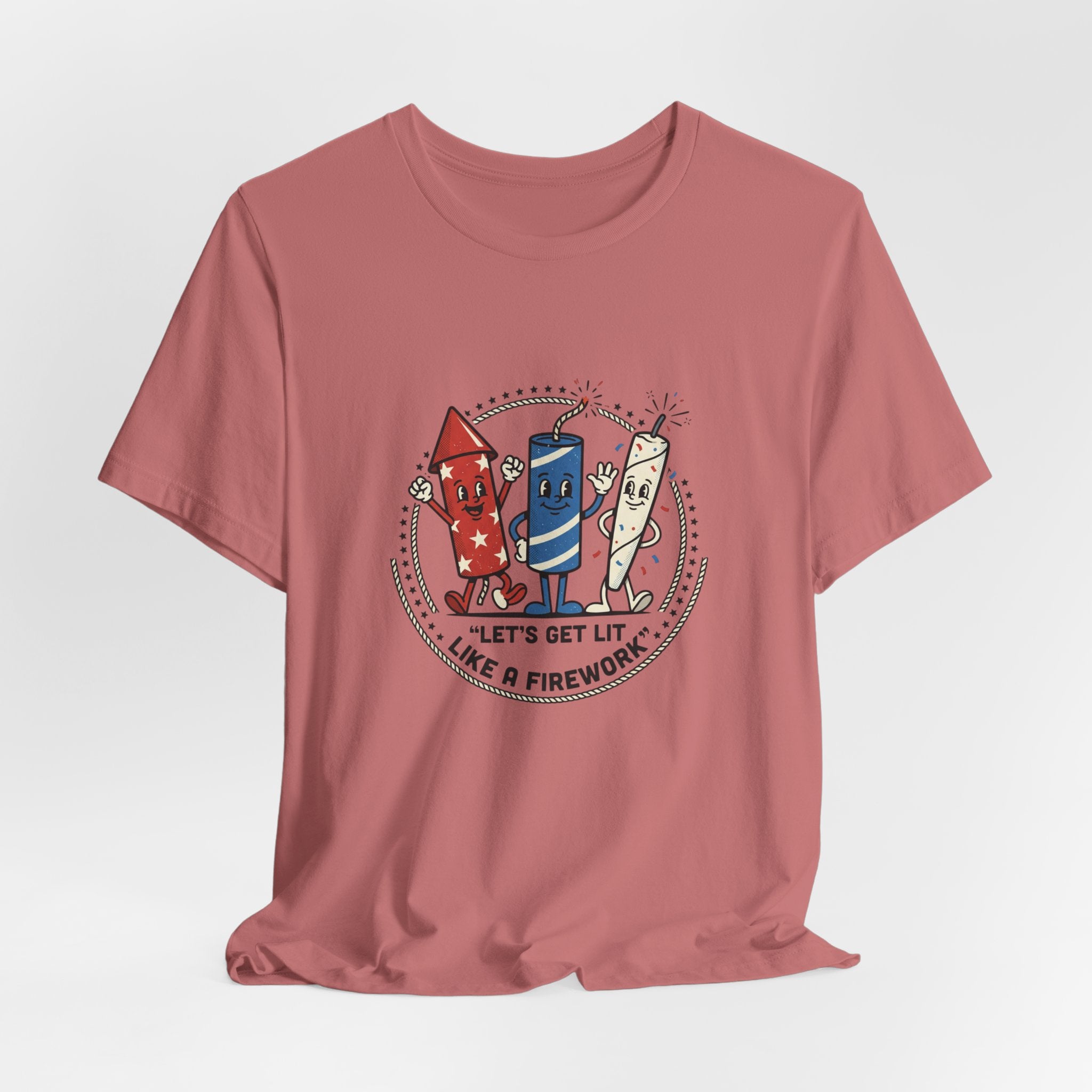 Let's Get Lit Like a Firework Funny Patriotic Tee