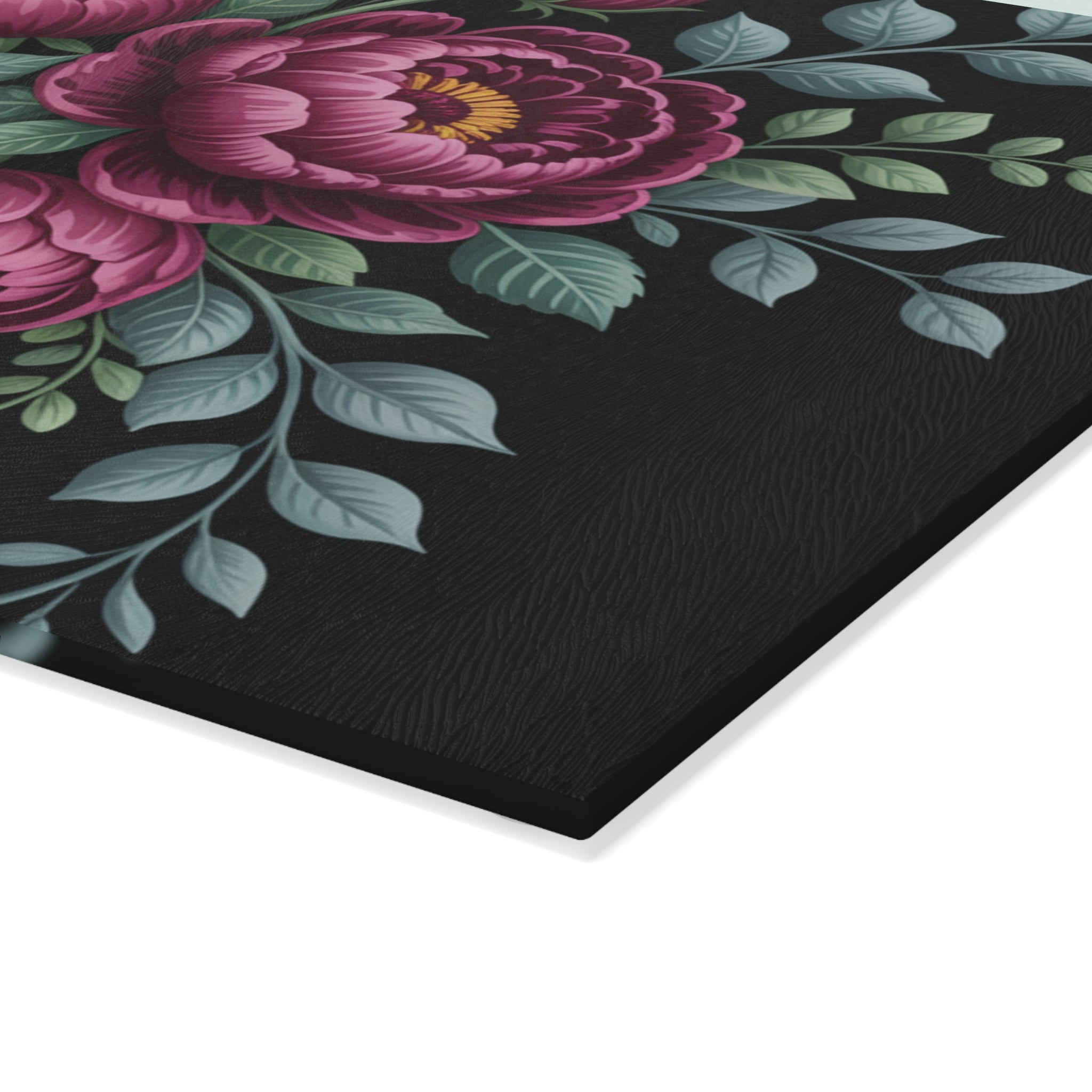 Pink Peony Bouquet Glass Cutting Board | Floral Kitchen Decor