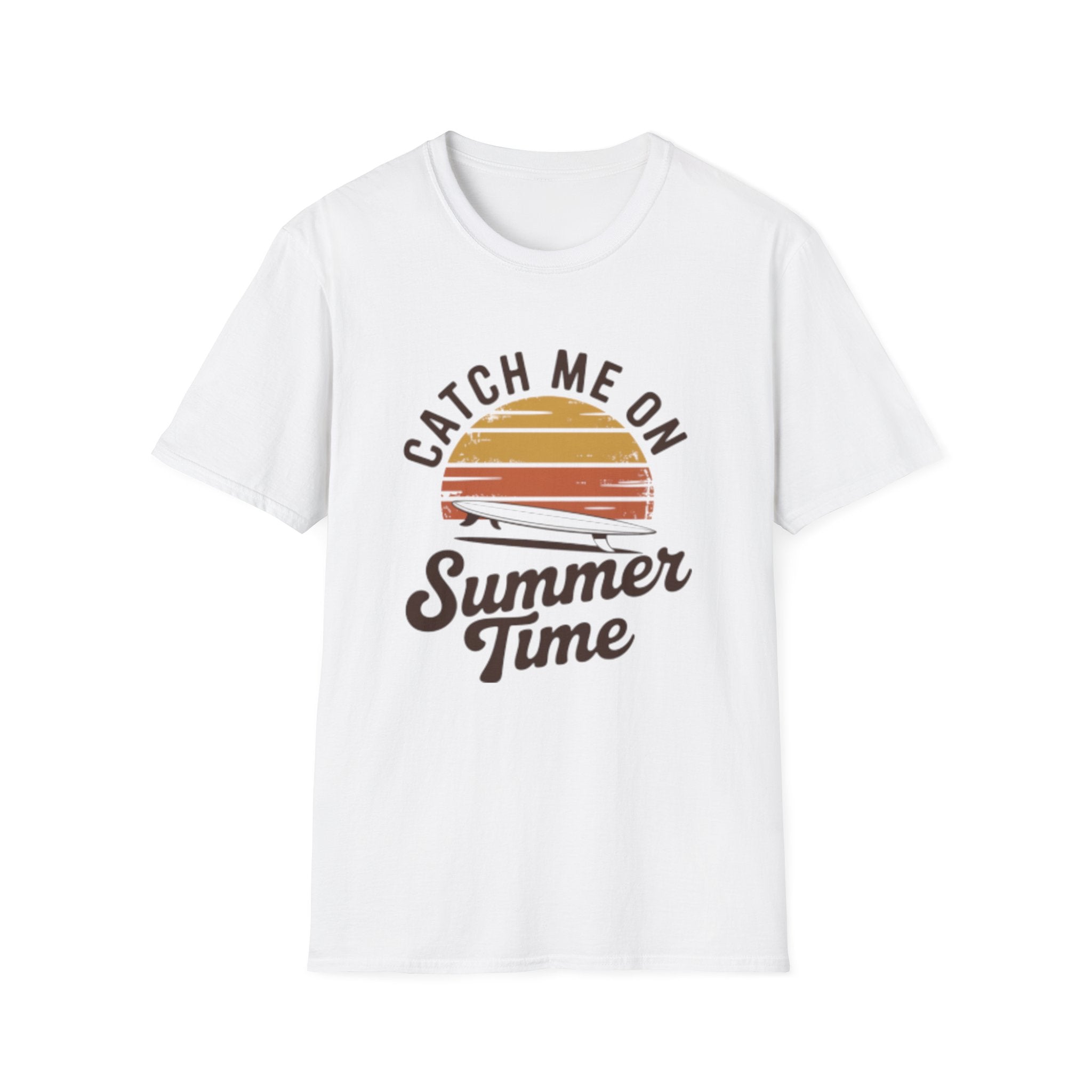 Catch Me On Summer Time T-Shirt | Retro Sunset Surf Plane Tee