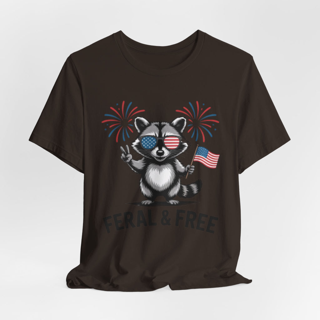 Feral & Free Patriotic Raccoon 4th of July Tee