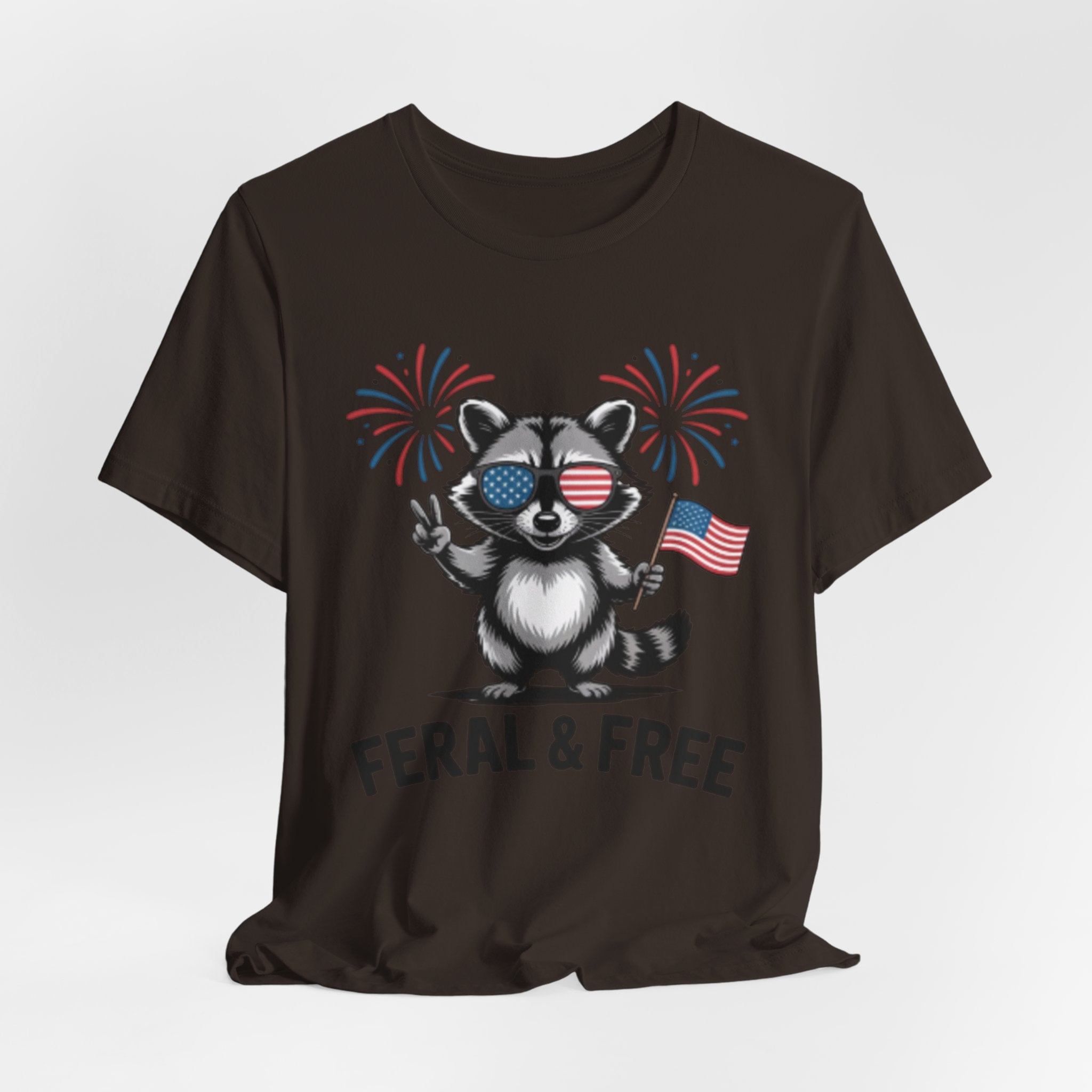 Feral & Free Patriotic Raccoon 4th of July Tee
