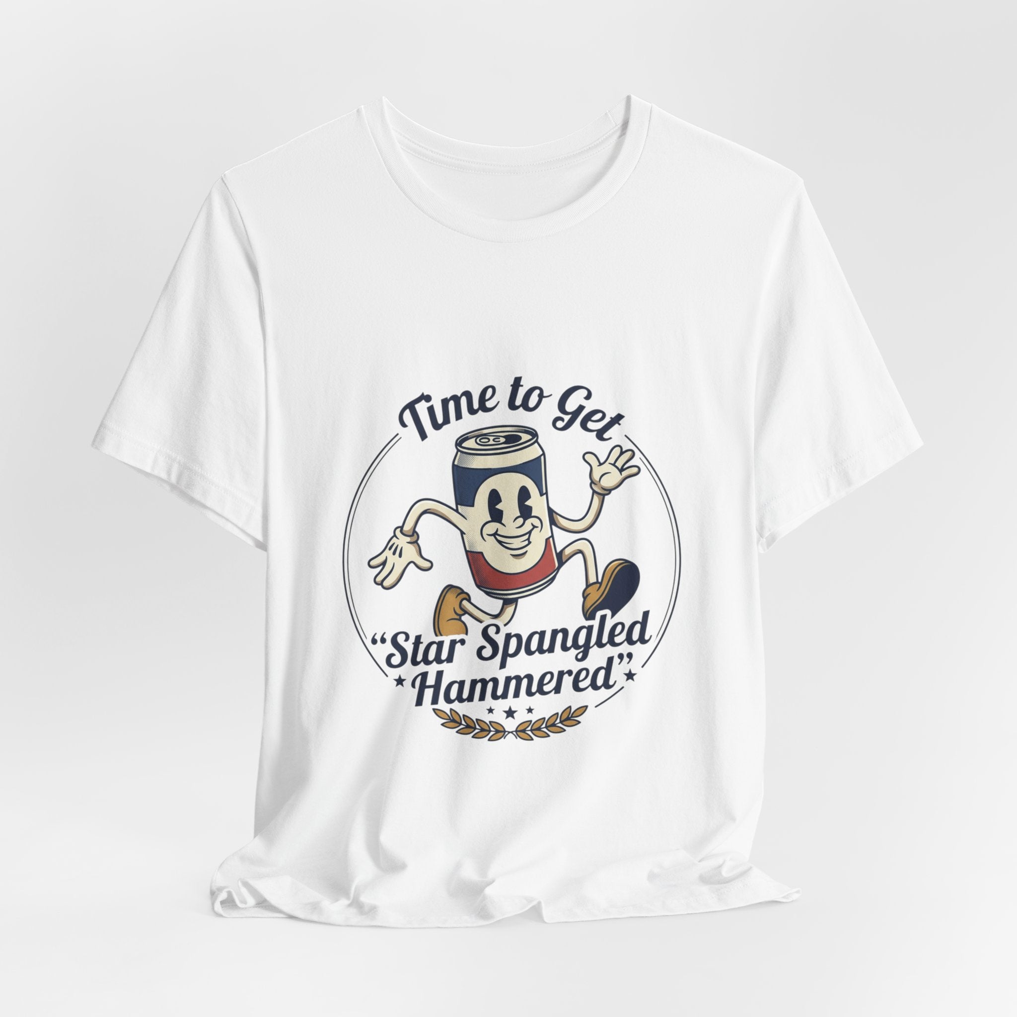 Star Spangled Hammered Beer Can Patriotic Tee