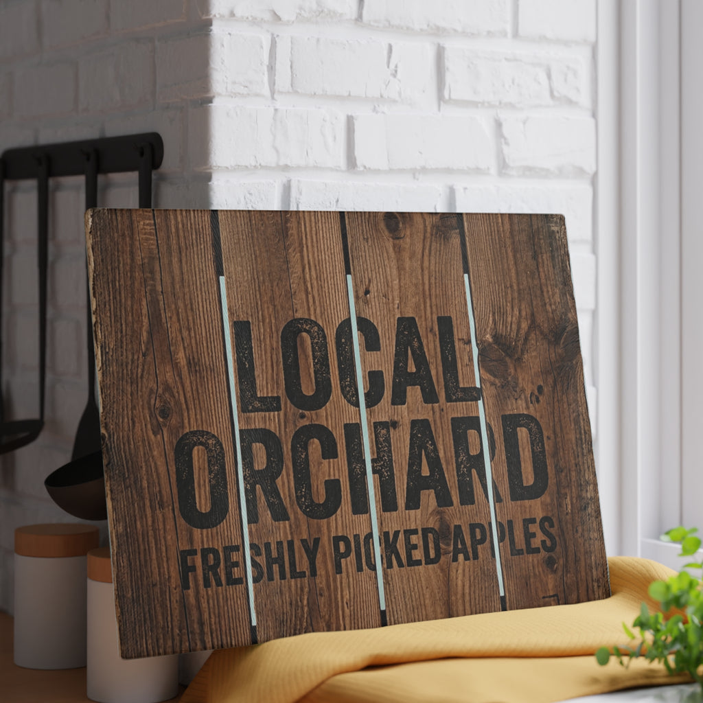 Local Orchard Glass Cutting Board | Freshly Picked Apples Kitchen Decor