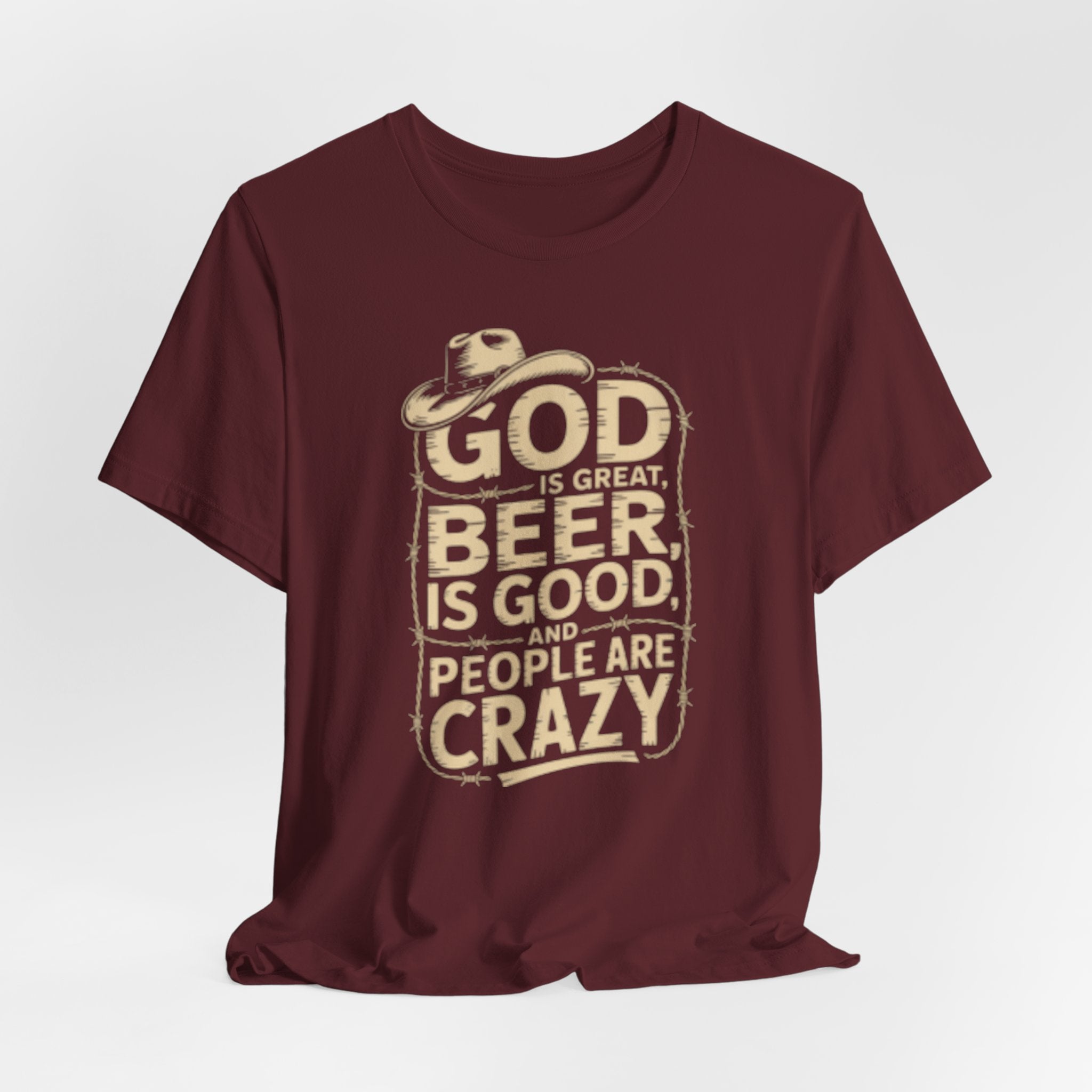 God Is Great Beer Is Good People Are Crazy T‑Shirt — Funny Beer Christian Graphic Tee