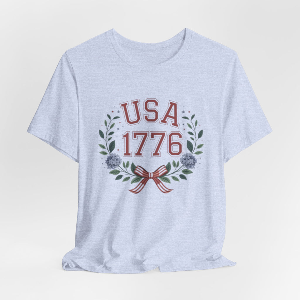 USA 1776 Laurel Wreath Fourth of July Tee | Patriotic Independence Day Shirt