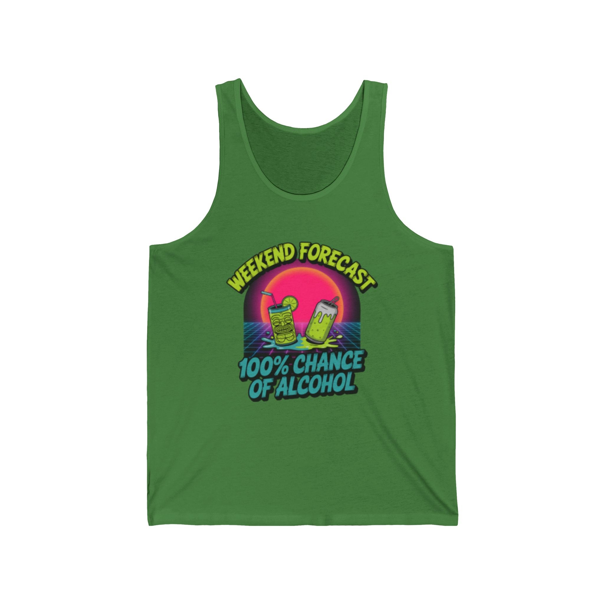 Weekend Forecast 100% Chance of Alcohol Tank, Summer Graphic Tank