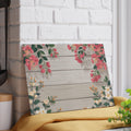 Pink Floral Wood Plank Glass Cutting Board | Floral Kitchen Decor