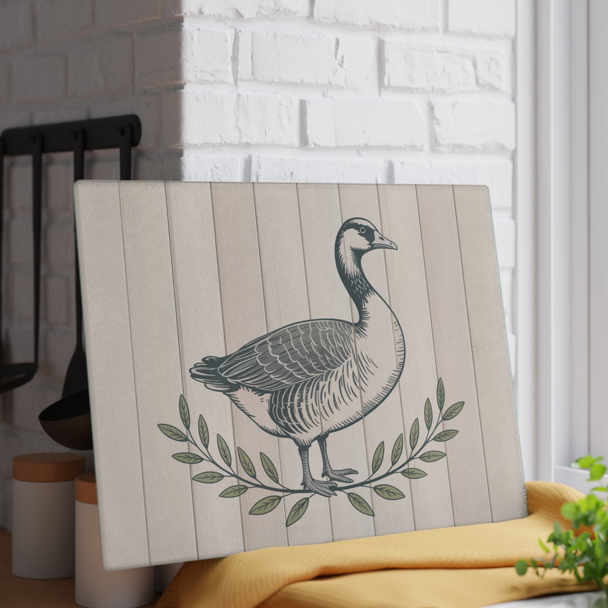 Vintage Canada Goose Glass Cutting Board | Farmhouse Bird Kitchen Decor