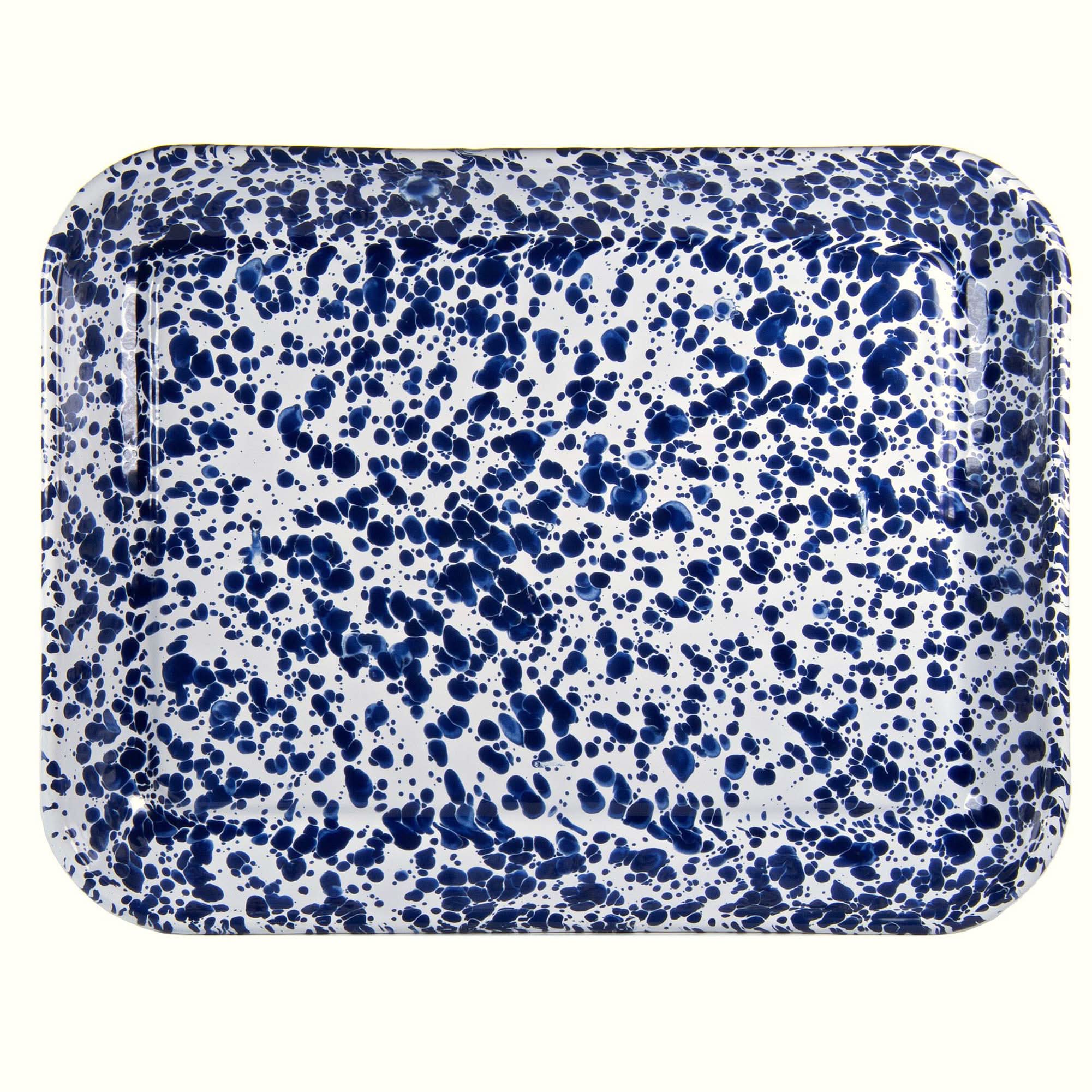 Golden Rabbit Enamelware Quarter Sheet Trays – Cobalt Swirl (Set of 2)