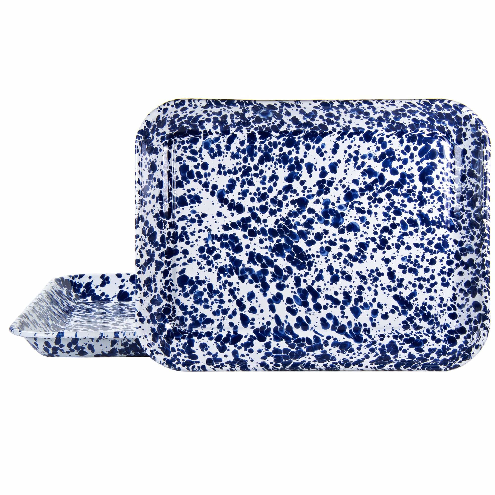 Golden Rabbit Enamelware Quarter Sheet Trays – Cobalt Swirl (Set of 2)