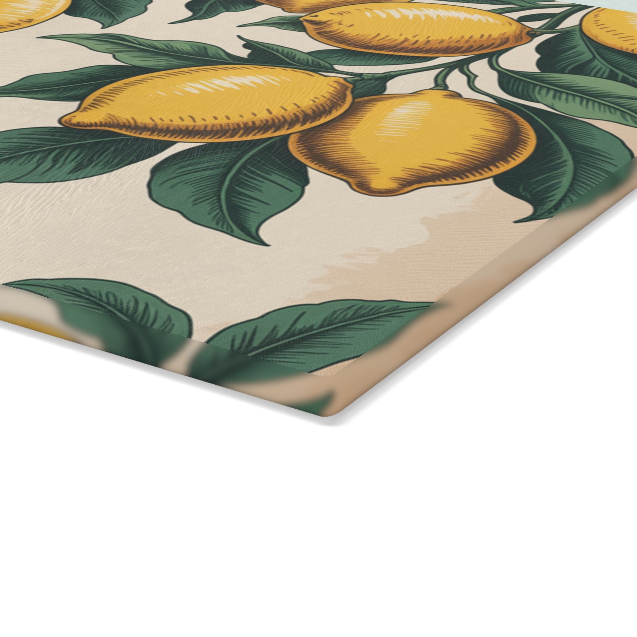 Lemon Branches Glass Cutting Board | Citrus Kitchen Decor