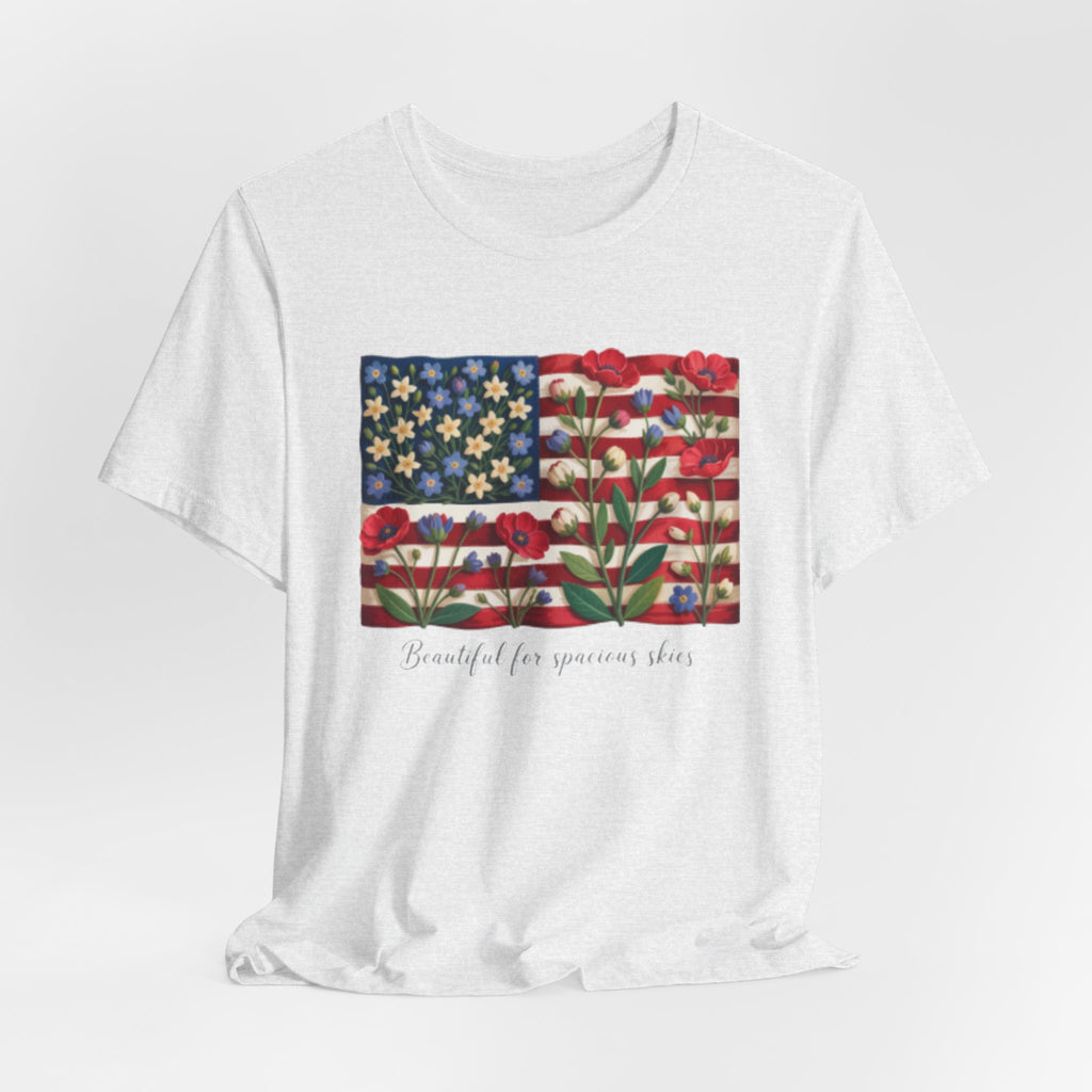 Patriotic Floral Flag T-Shirt — "Beautiful for Generations" Graphic Tee