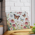 Butterflies and Wildflowers Glass Cutting Board | Floral Kitchen Decor