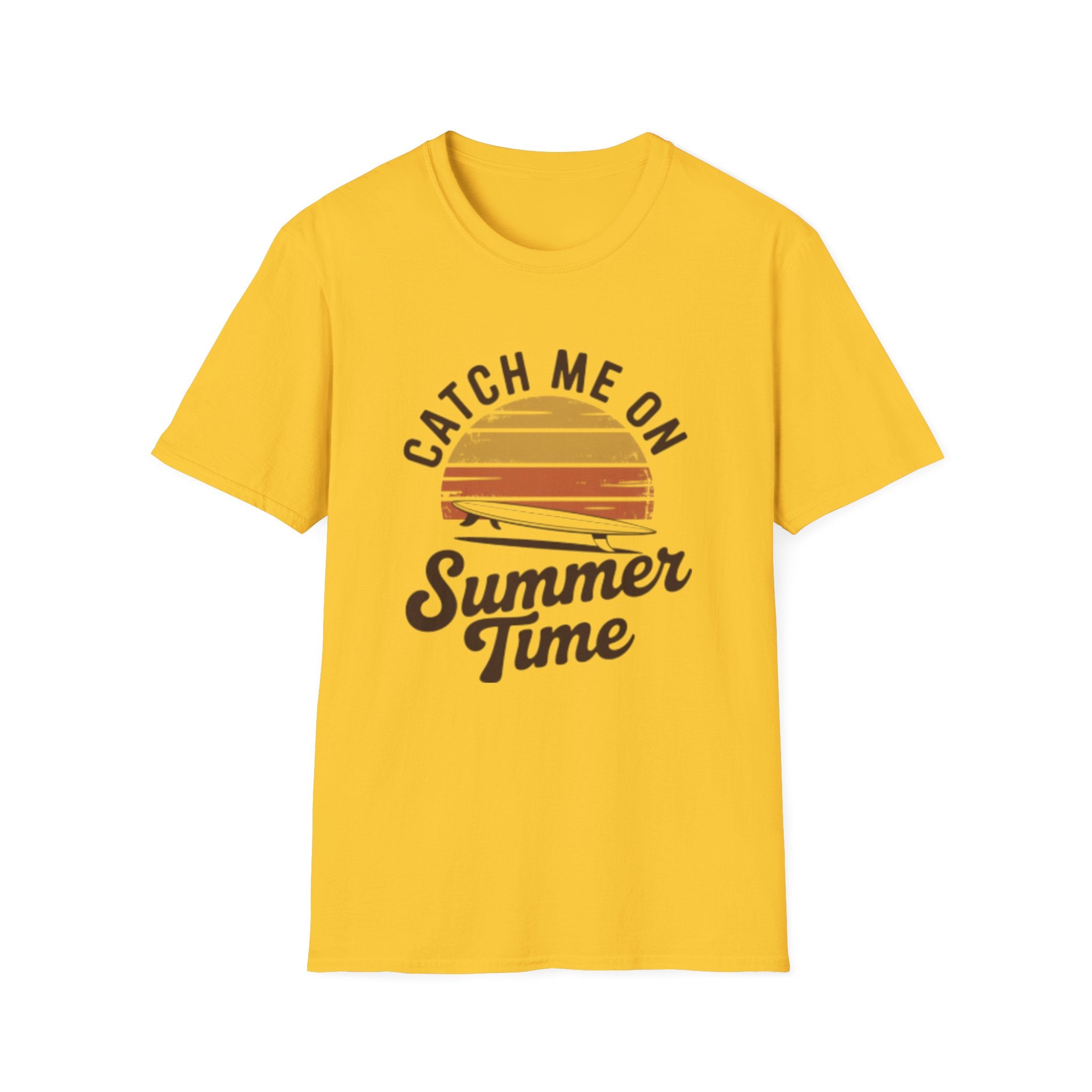 Catch Me On Summer Time T-Shirt | Retro Sunset Surf Plane Tee