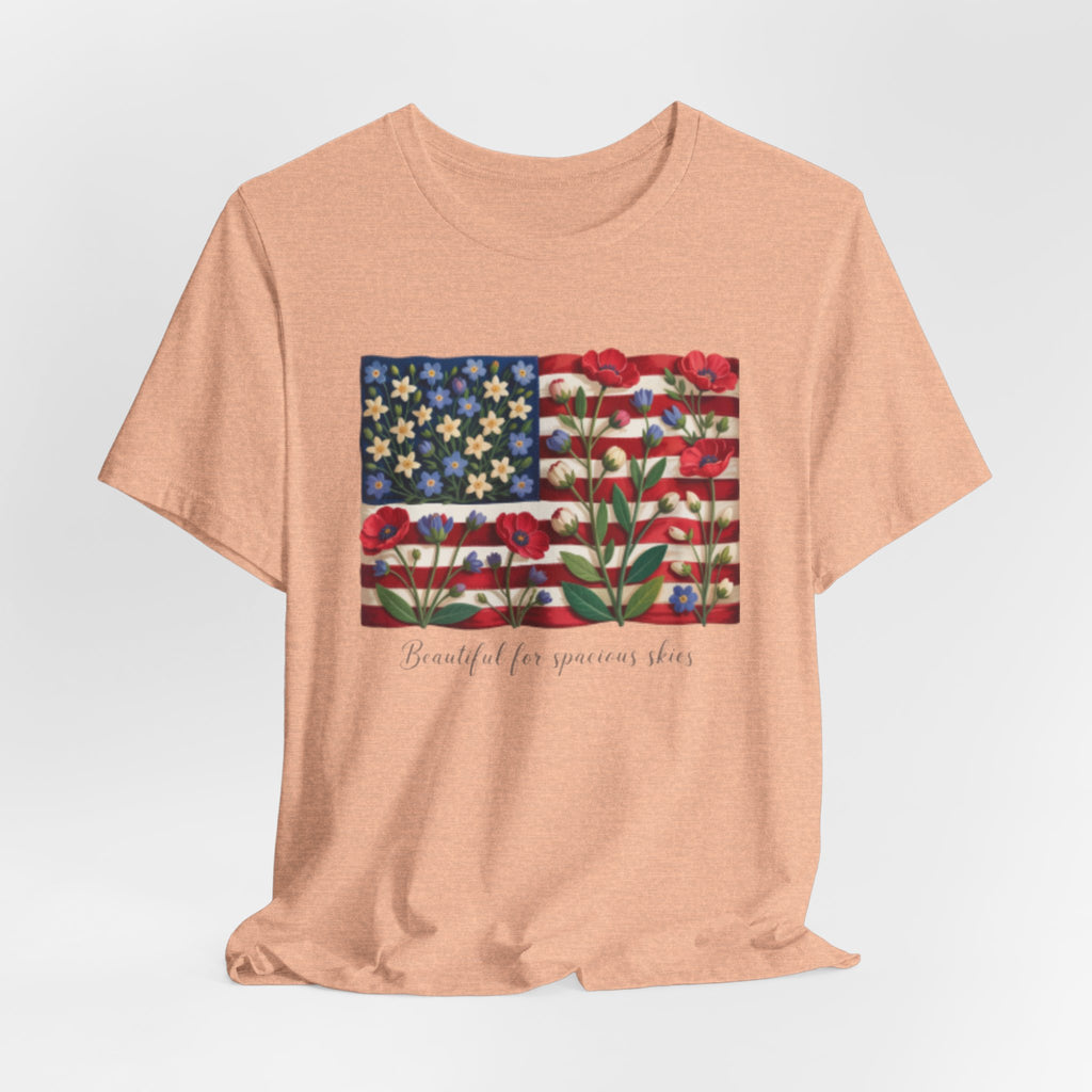 Patriotic Floral Flag T-Shirt — "Beautiful for Generations" Graphic Tee