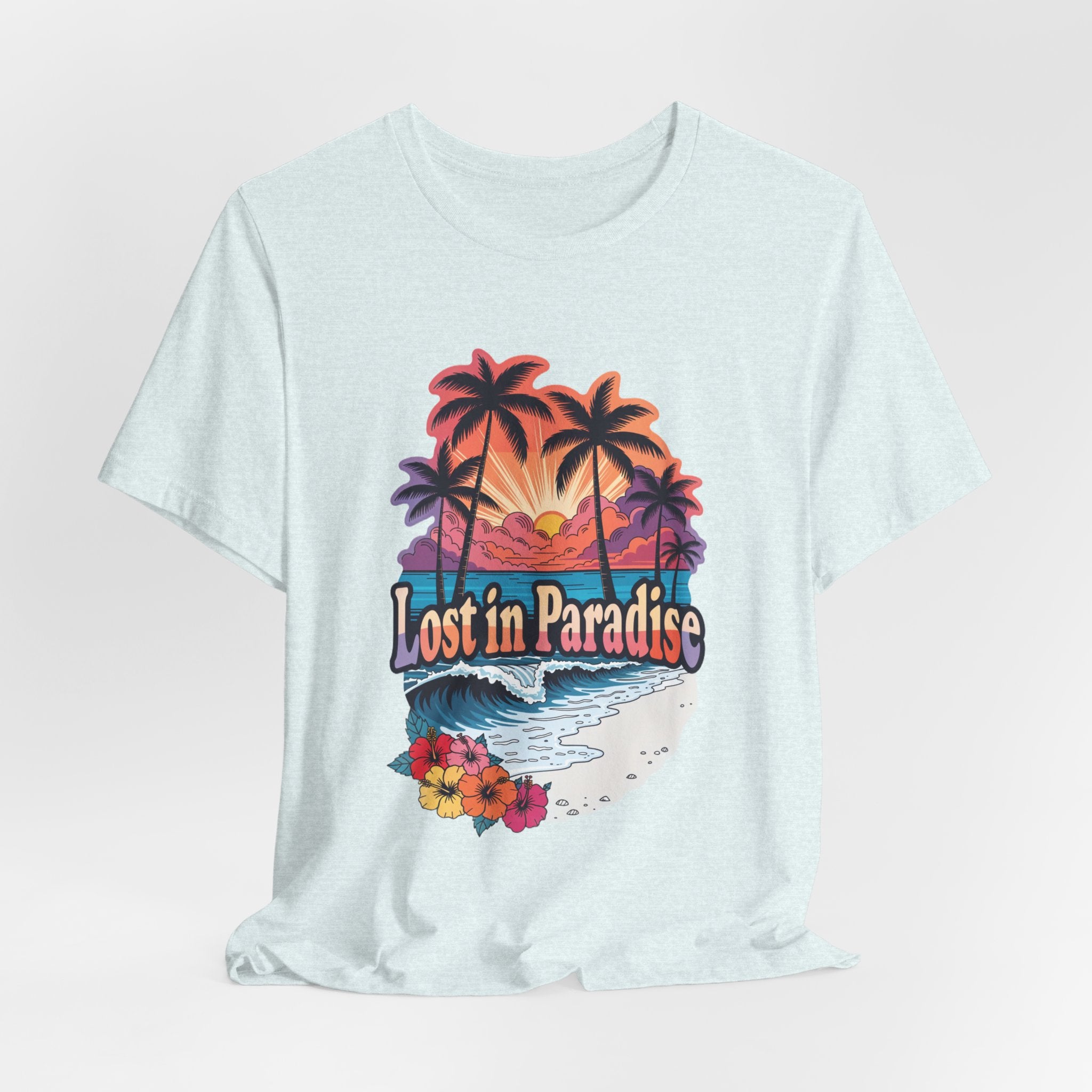 Lost in Paradise Tropical Beach Sunset Tee