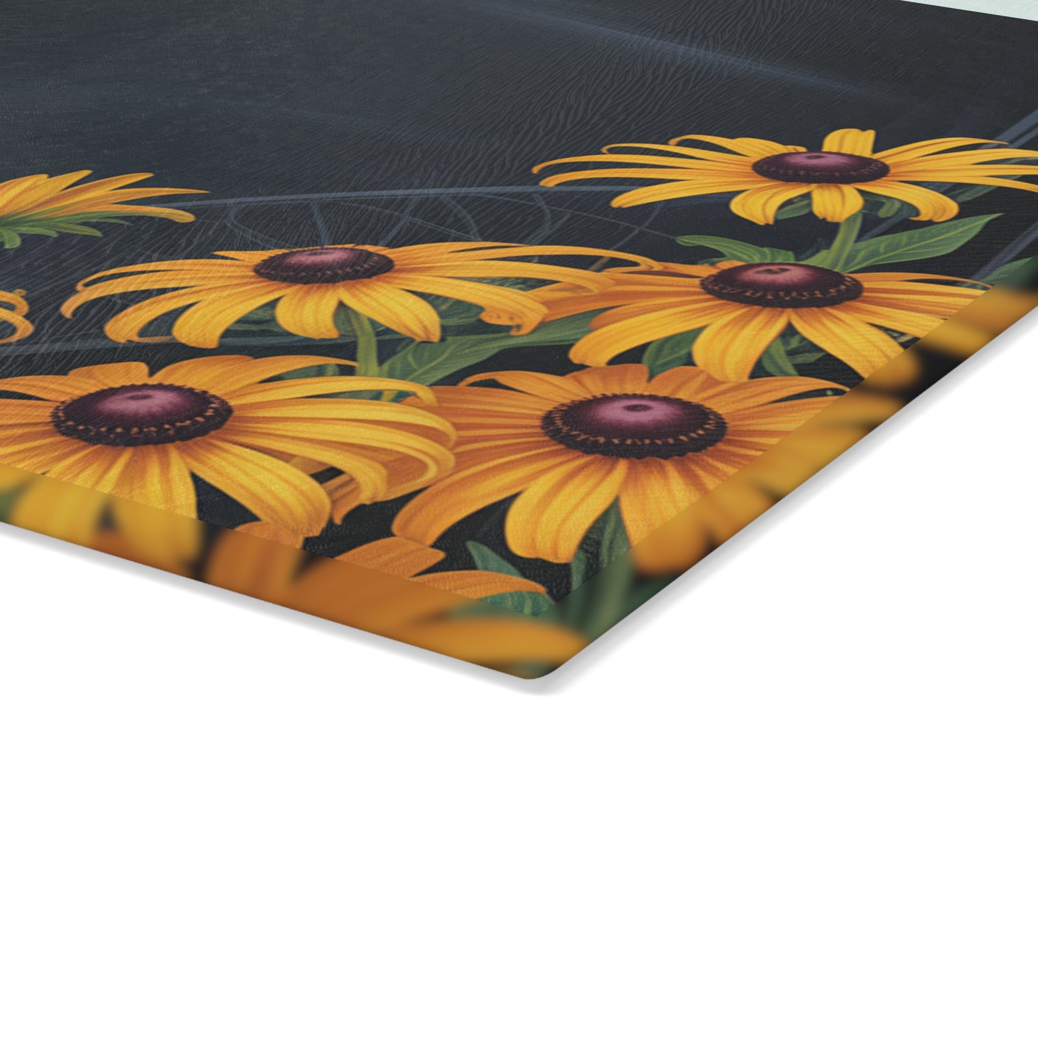Black-Easel Black-Eyed Susan Glass Cutting Board | Floral Kitchen Decor