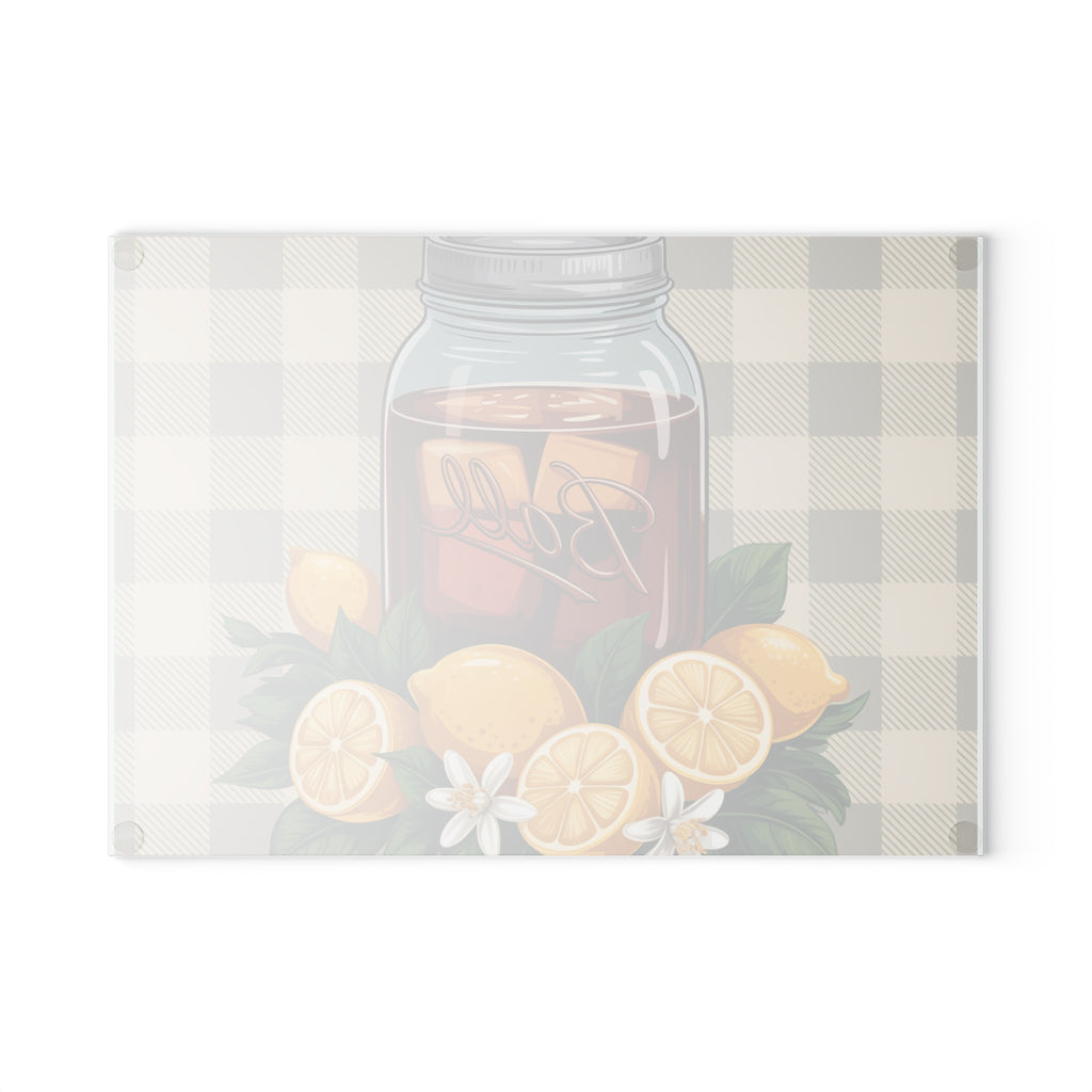 Lemon Mason Jar Iced Tea Glass Cutting Board | Citrus Kitchen Decor