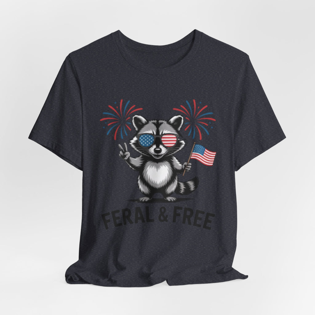 Feral & Free Patriotic Raccoon 4th of July Tee