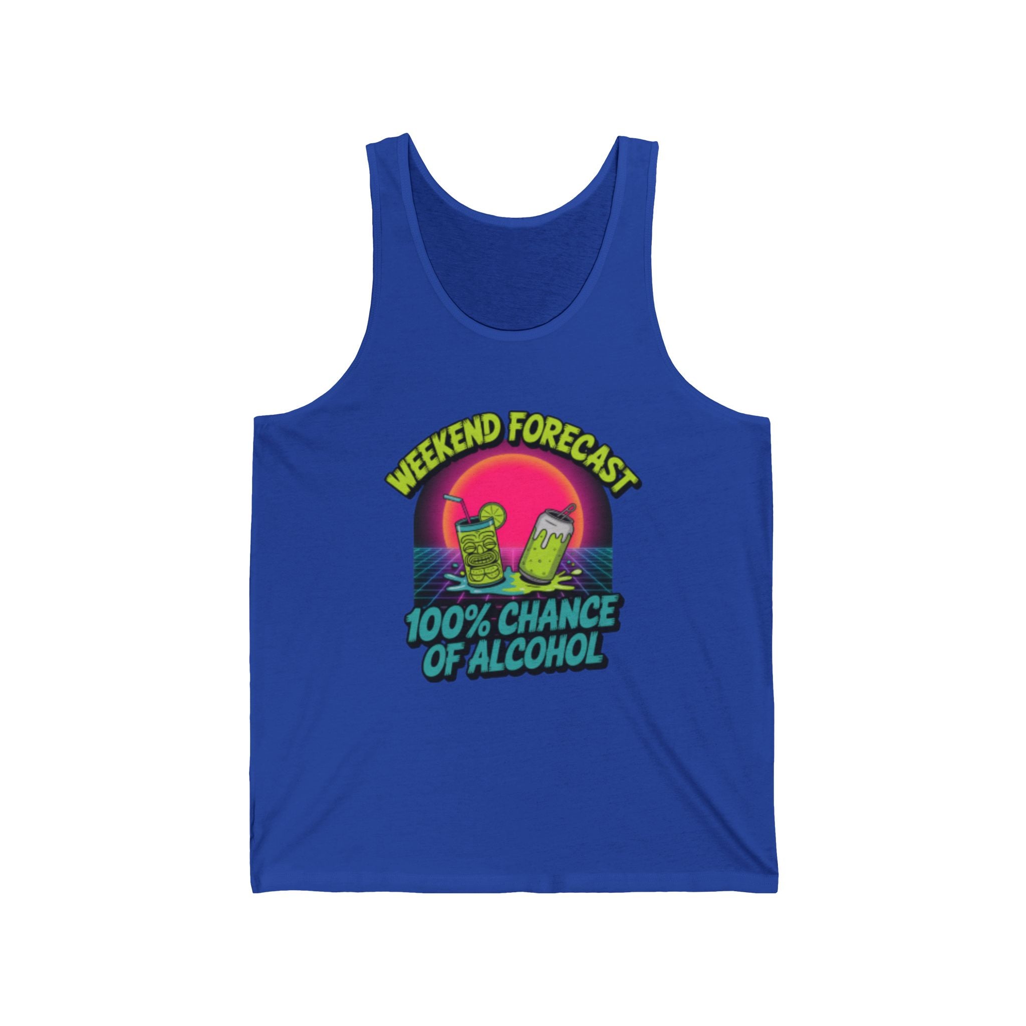 Weekend Forecast 100% Chance of Alcohol Tank, Summer Graphic Tank
