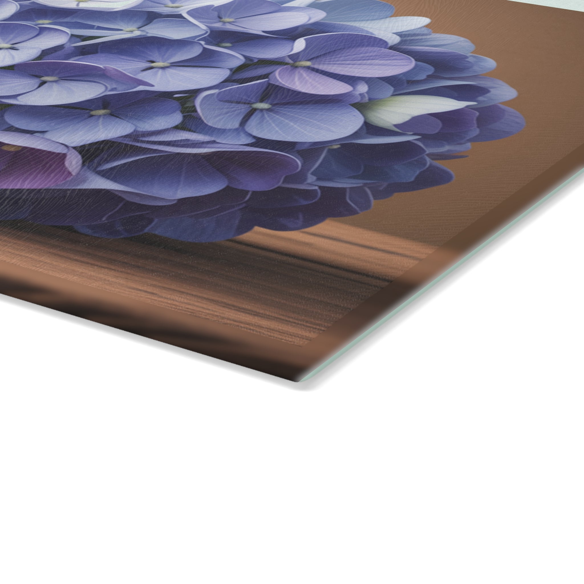 Purple Hydrangea Glass Cutting Board | Floral Kitchen Decor