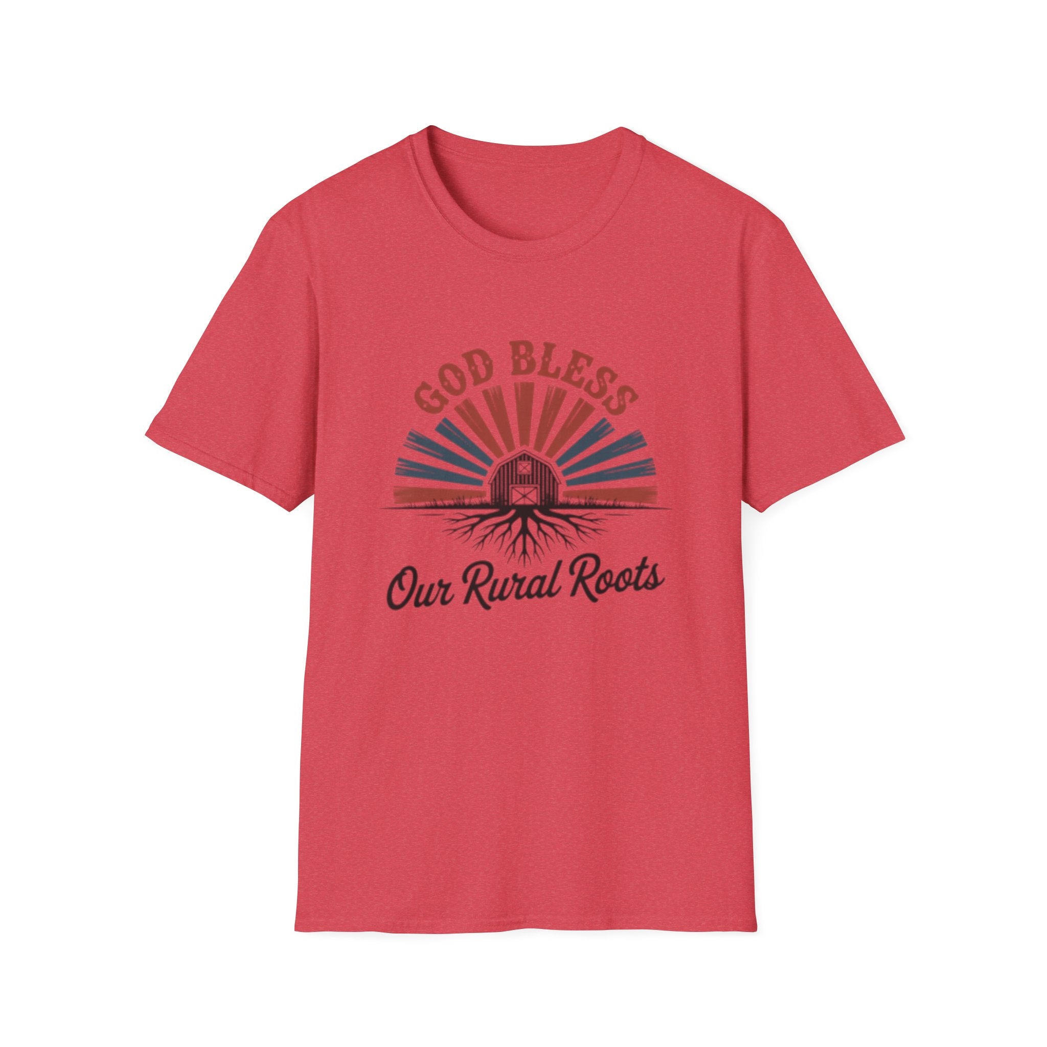 God Bless Our Rural Roots T-Shirt | Farm Barn Sunrise Tee