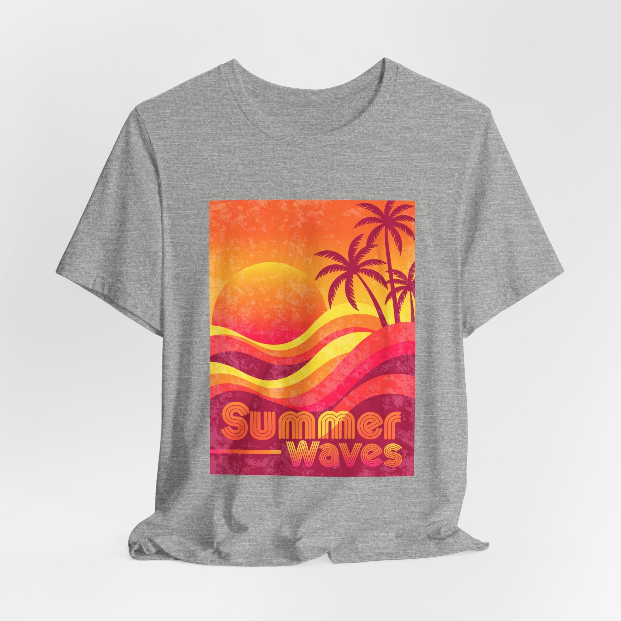 Summer Waves Retro Sunset Palm Beach Tee