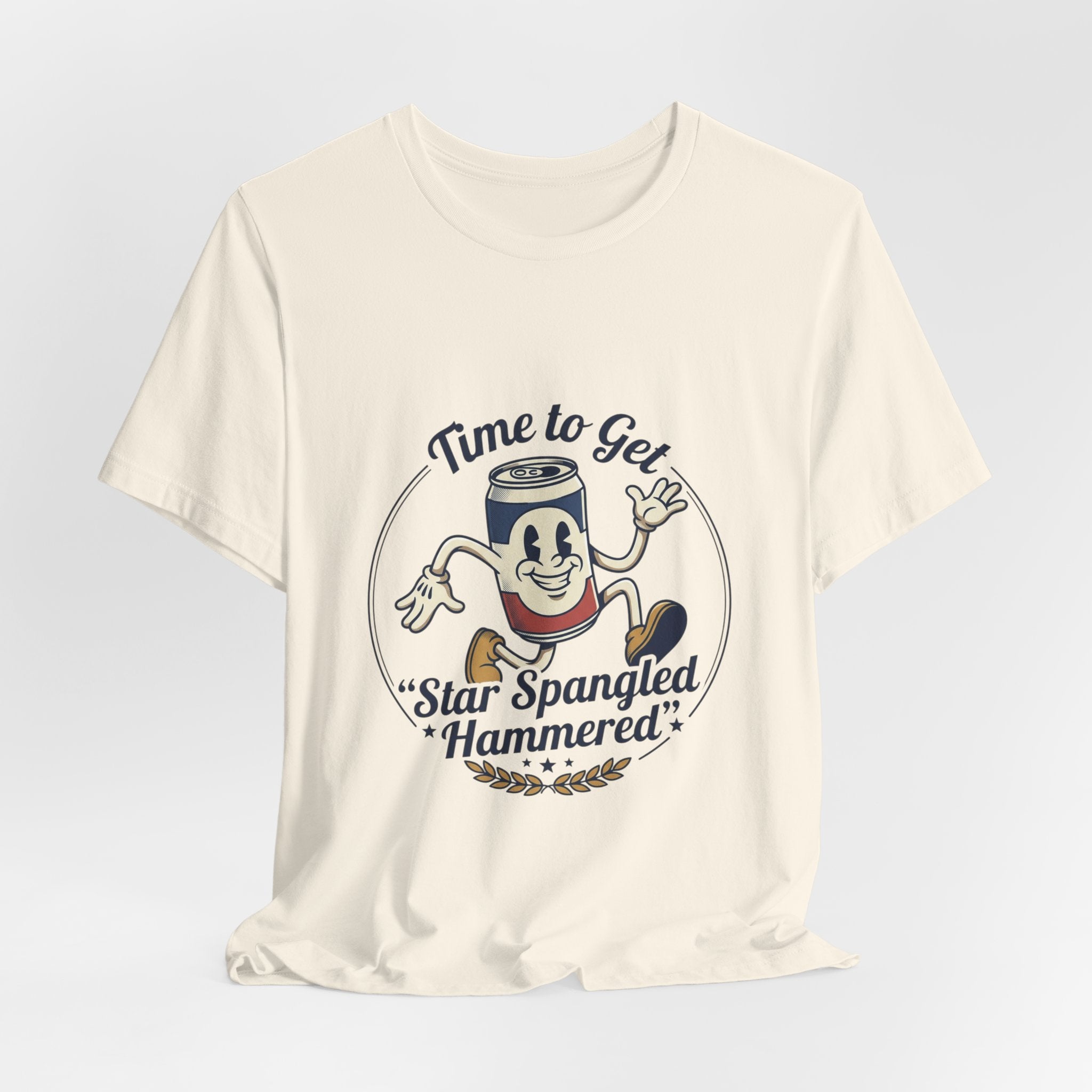 Star Spangled Hammered Beer Can Patriotic Tee