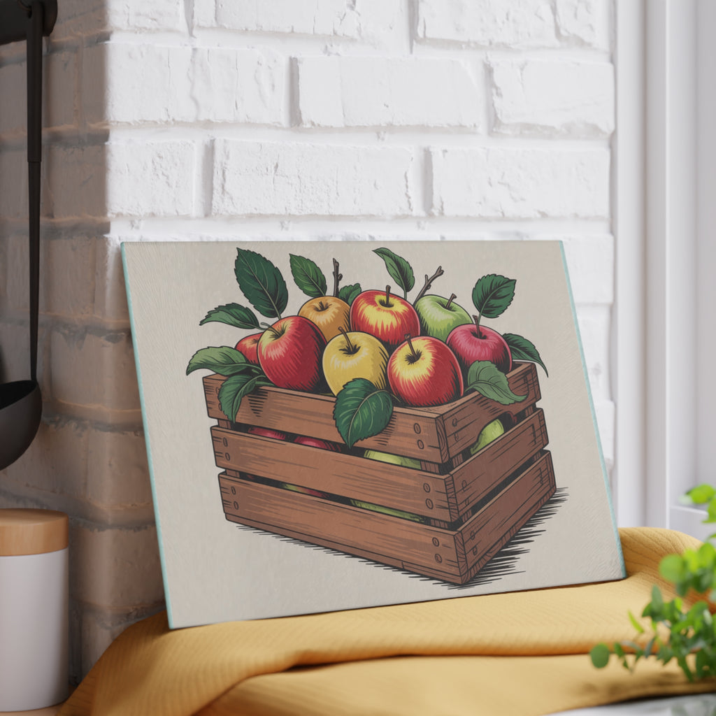 Apple Crate Glass Cutting Board | Farmhouse Kitchen Decor