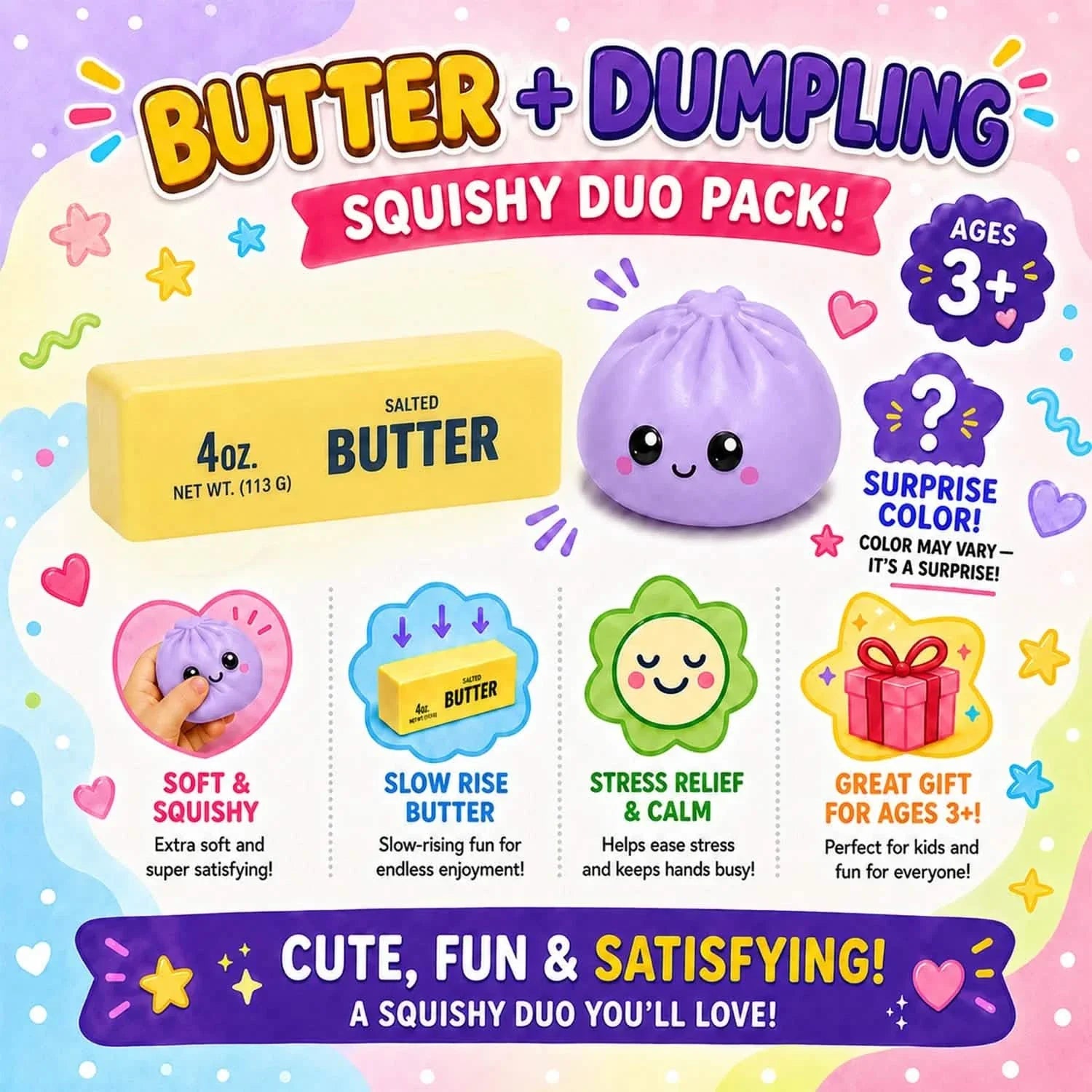 Squishy Dumpling & Butter Combo Pack – Set of 2