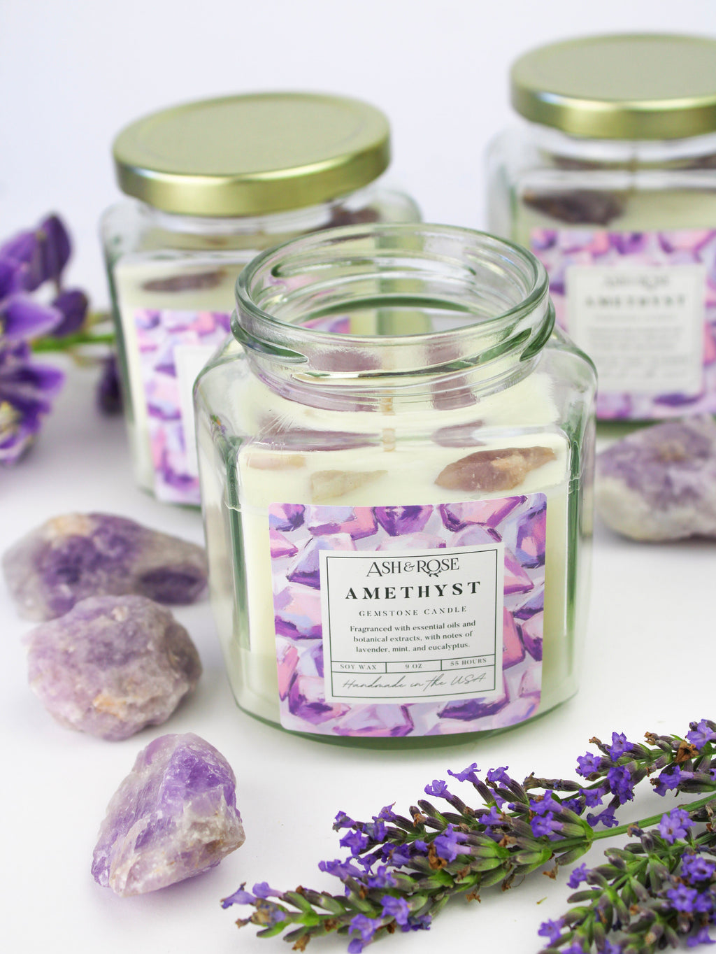 Crystal Candle – Gemstone Soy Wax Candle
