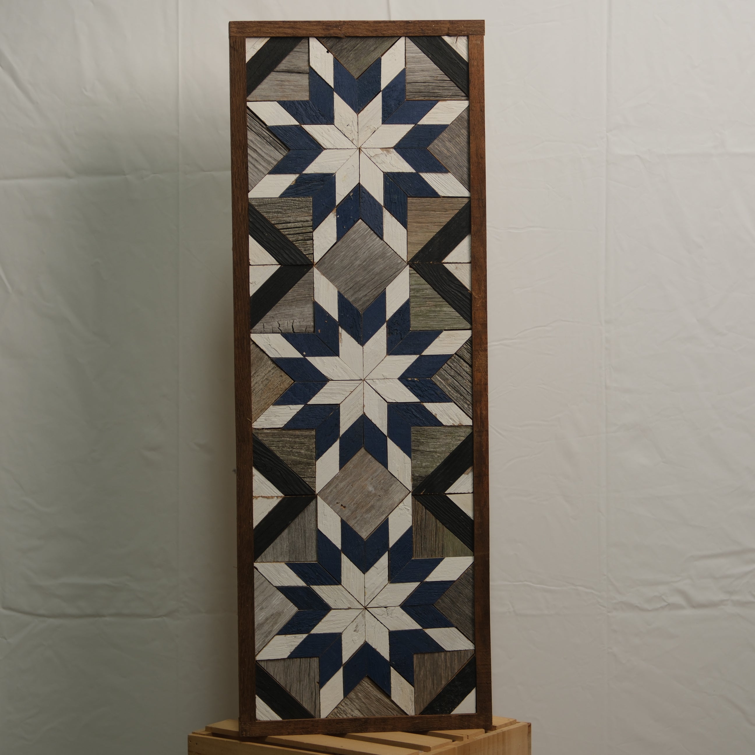Amish Barn Quilt Banner Wall Art – 10.5x30" Reclaimed Wood