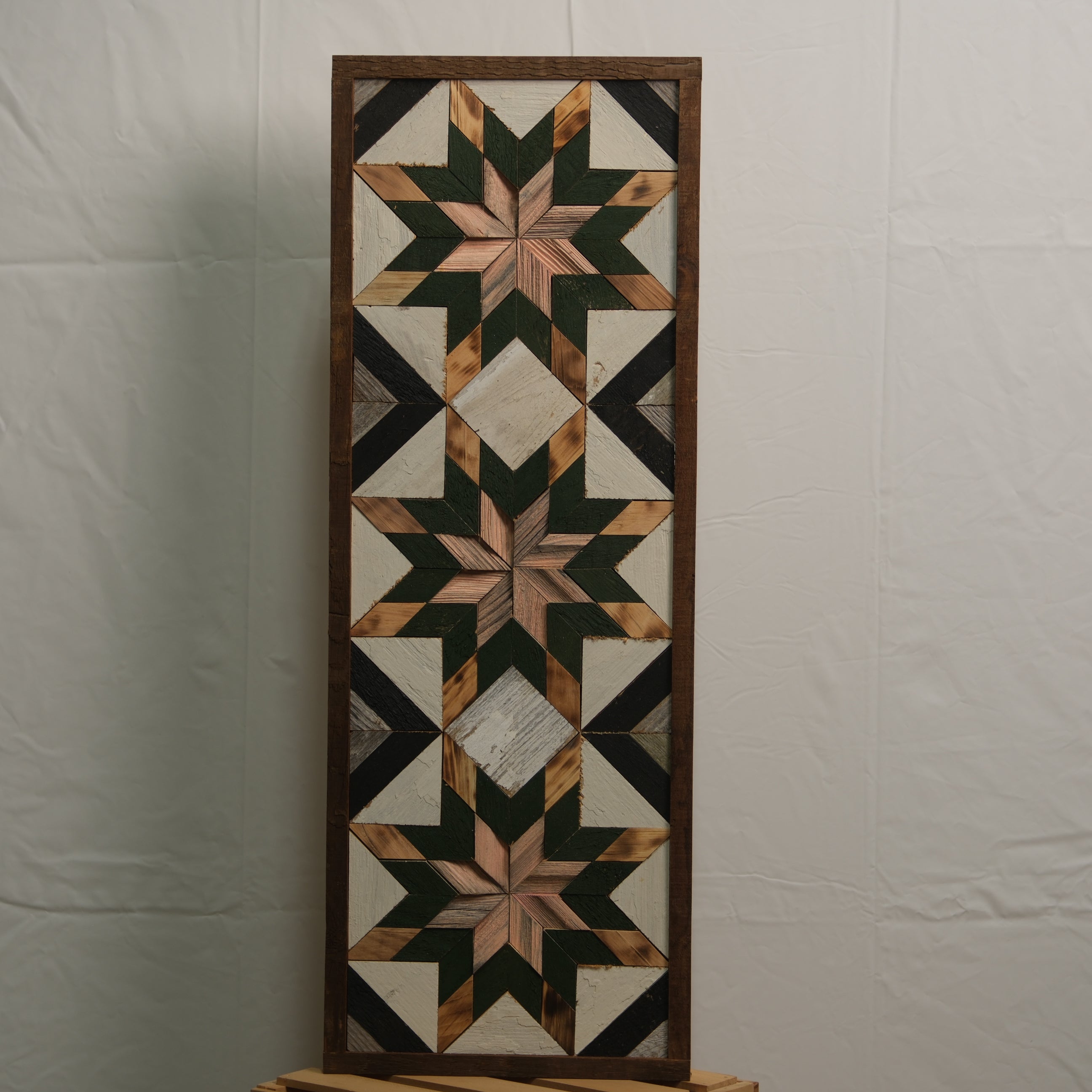 Amish Barn Quilt Banner Wall Art – 10.5x30" Reclaimed Wood