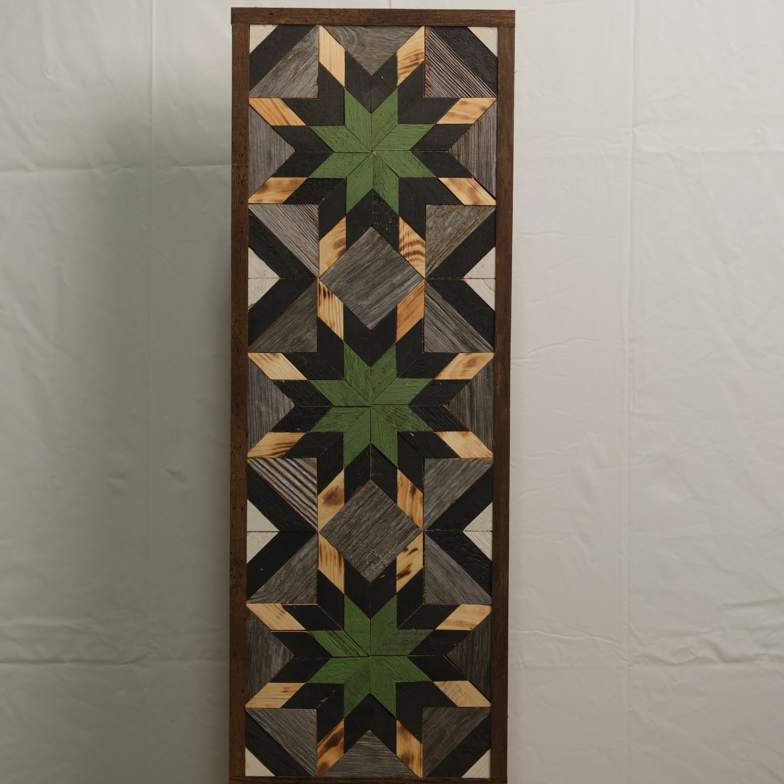 Amish Barn Quilt Banner Wall Art – 10.5x30" Reclaimed Wood