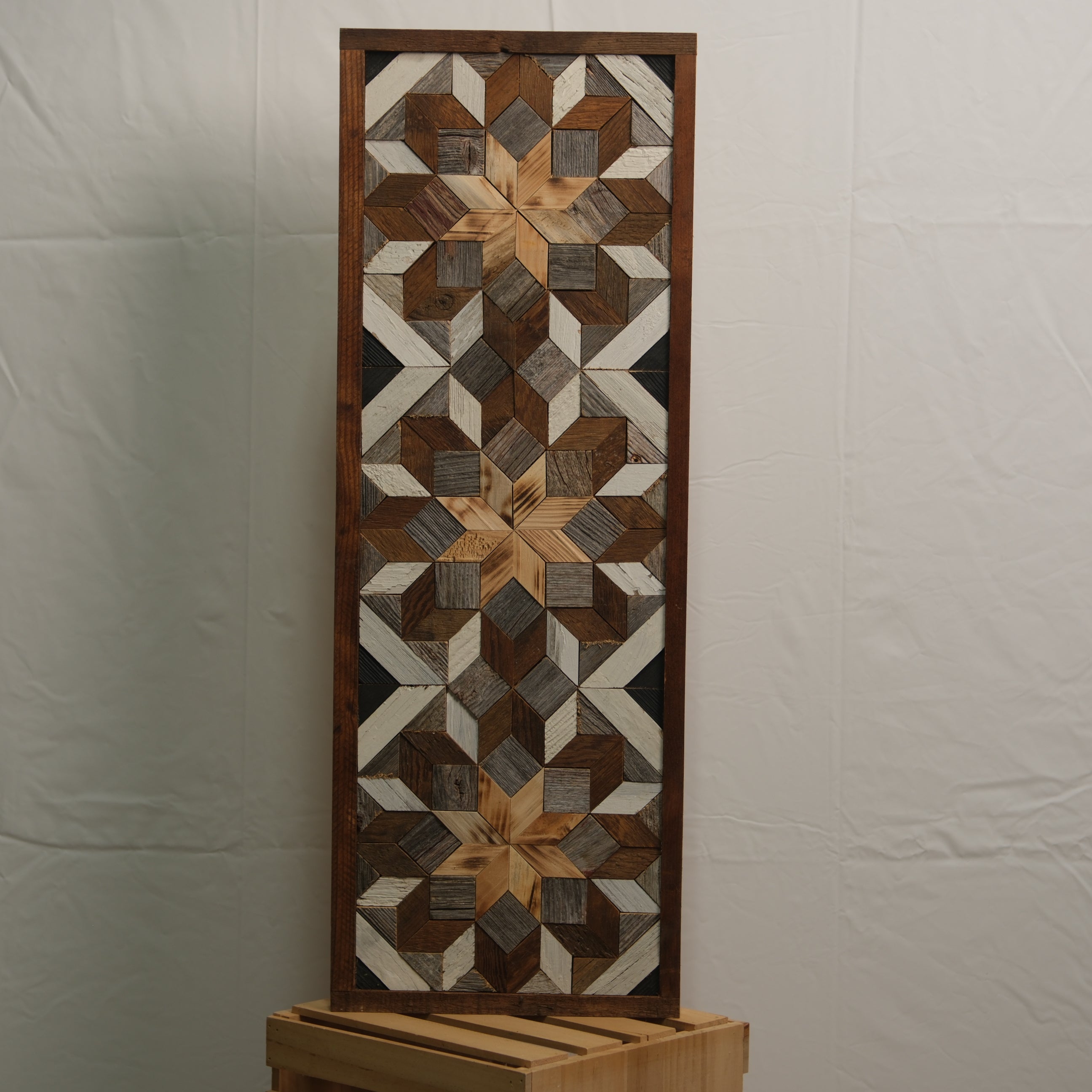 Amish Barn Quilt Banner Wall Art – 10.5x30" Reclaimed Wood
