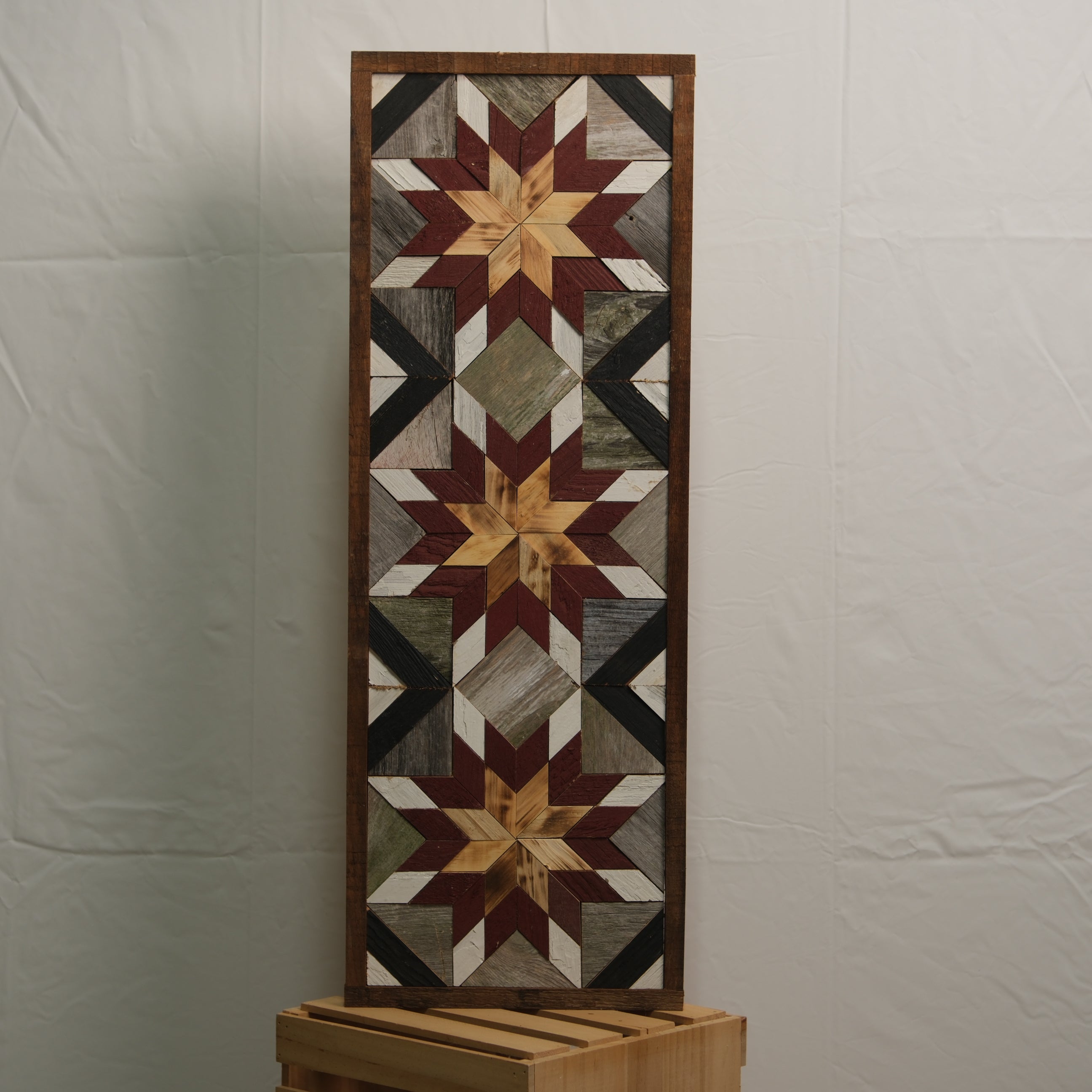 Amish Barn Quilt Banner Wall Art – 10.5x30" Reclaimed Wood