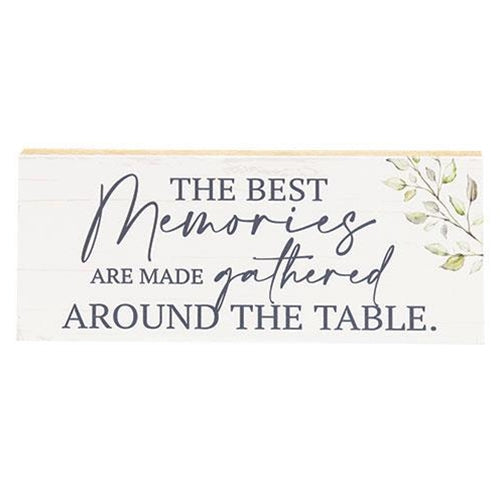 "The Best Memories" Shelf Sitter Sign – 10"x4" Farmhouse Wood Decor