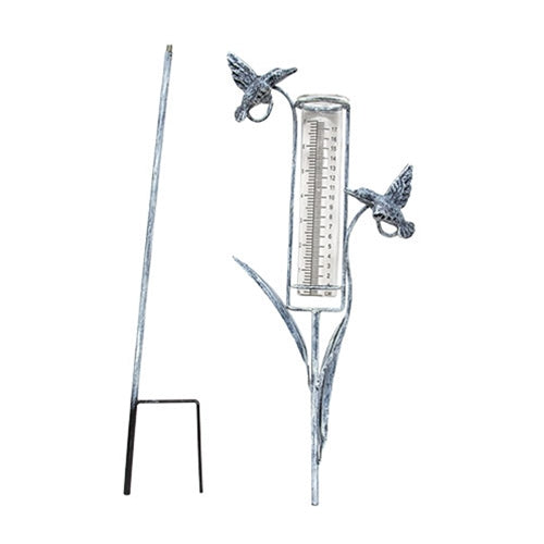 Distressed Metal Rain Gauge Garden Stake 38"