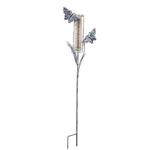 Distressed Metal Rain Gauge Garden Stake 38"