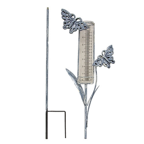 Distressed Metal Rain Gauge Garden Stake 38"