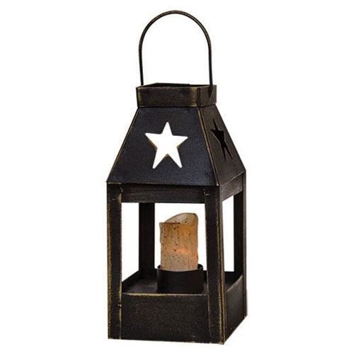 Mini Star Lantern – Black Tin LED Candle Lantern