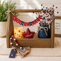 Americana Wooden Crate with Flickering Candle