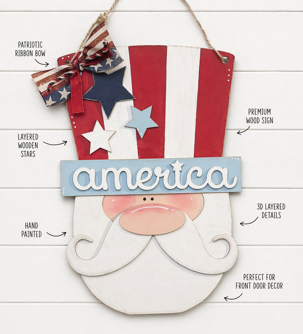 Uncle Sam Wooden Door Hanger & Shelf Leaner