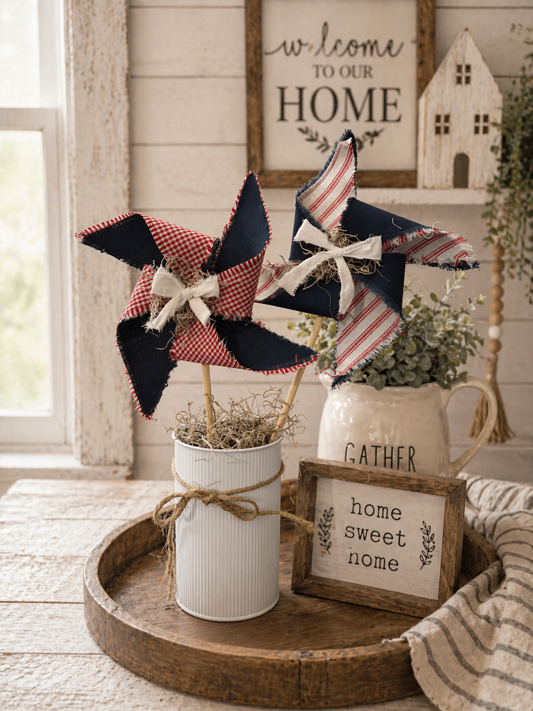 Patriotic Fabric Pinwheel Arrangement
