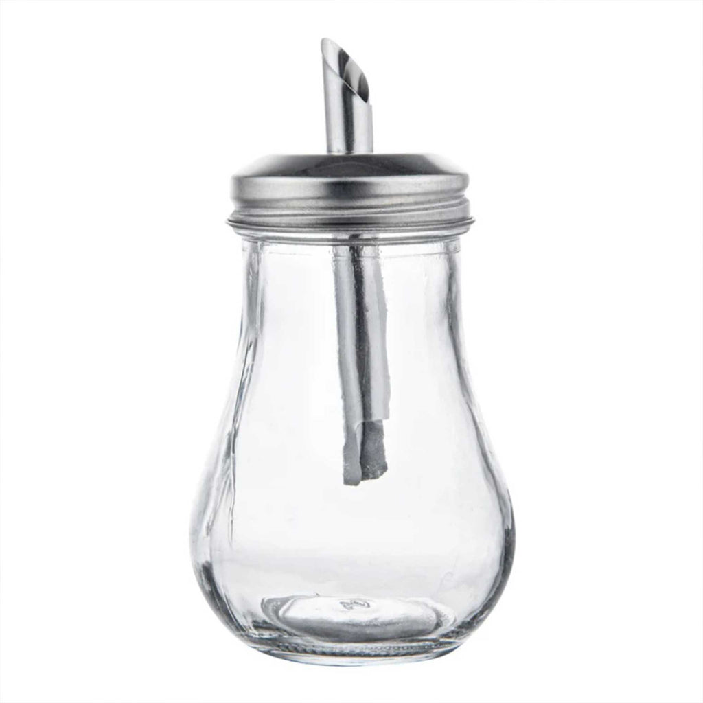 Glass Sauce & Sugar Pourer with Spout Lid 6 oz