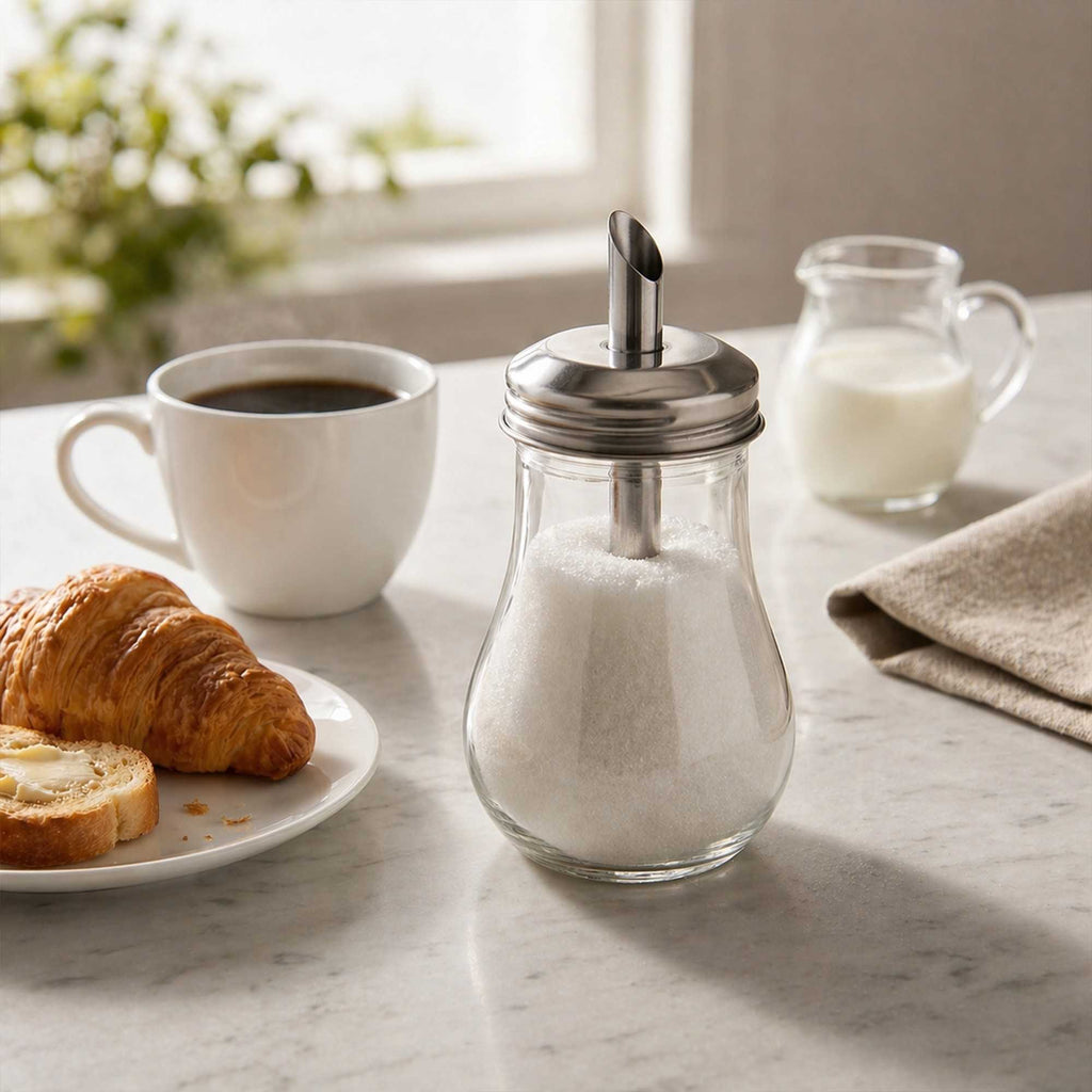 Glass Sauce & Sugar Pourer with Spout Lid 6 oz