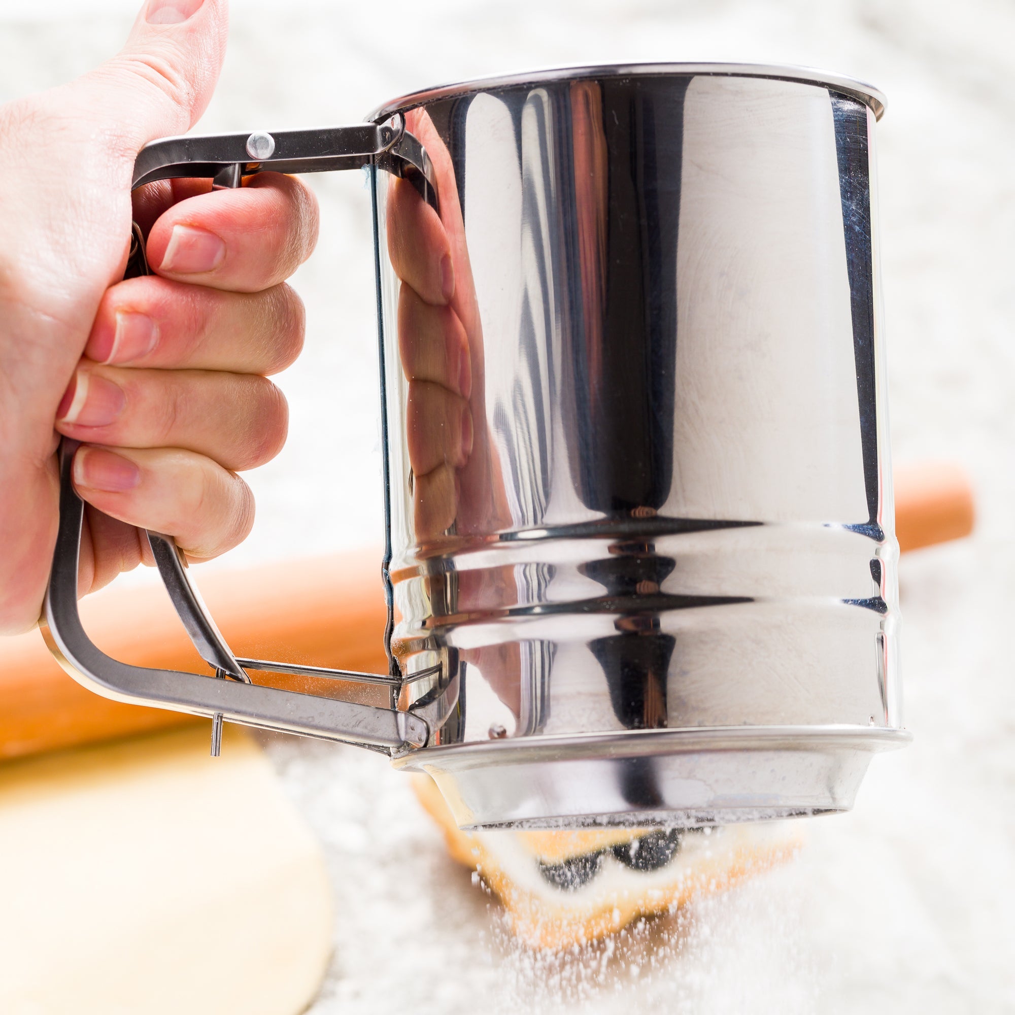 Stainless Steel Flour Sifter with Trigger Handle