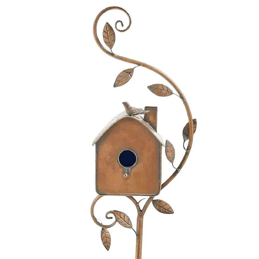 Outdoor Metal Birdhouse with Pole